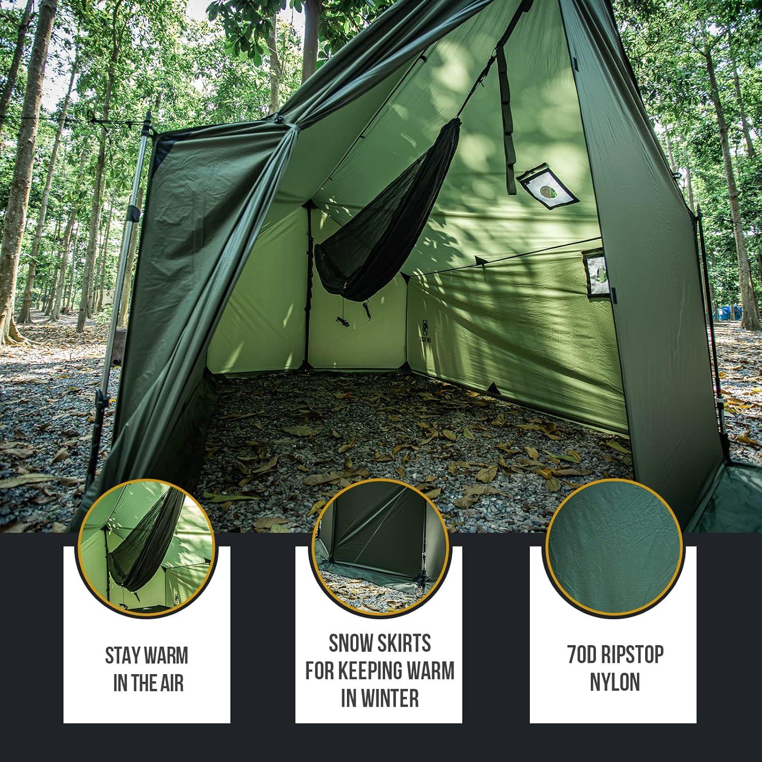 Hamaca Tienda Caliente OneTigris + Cama de Camping Plegable