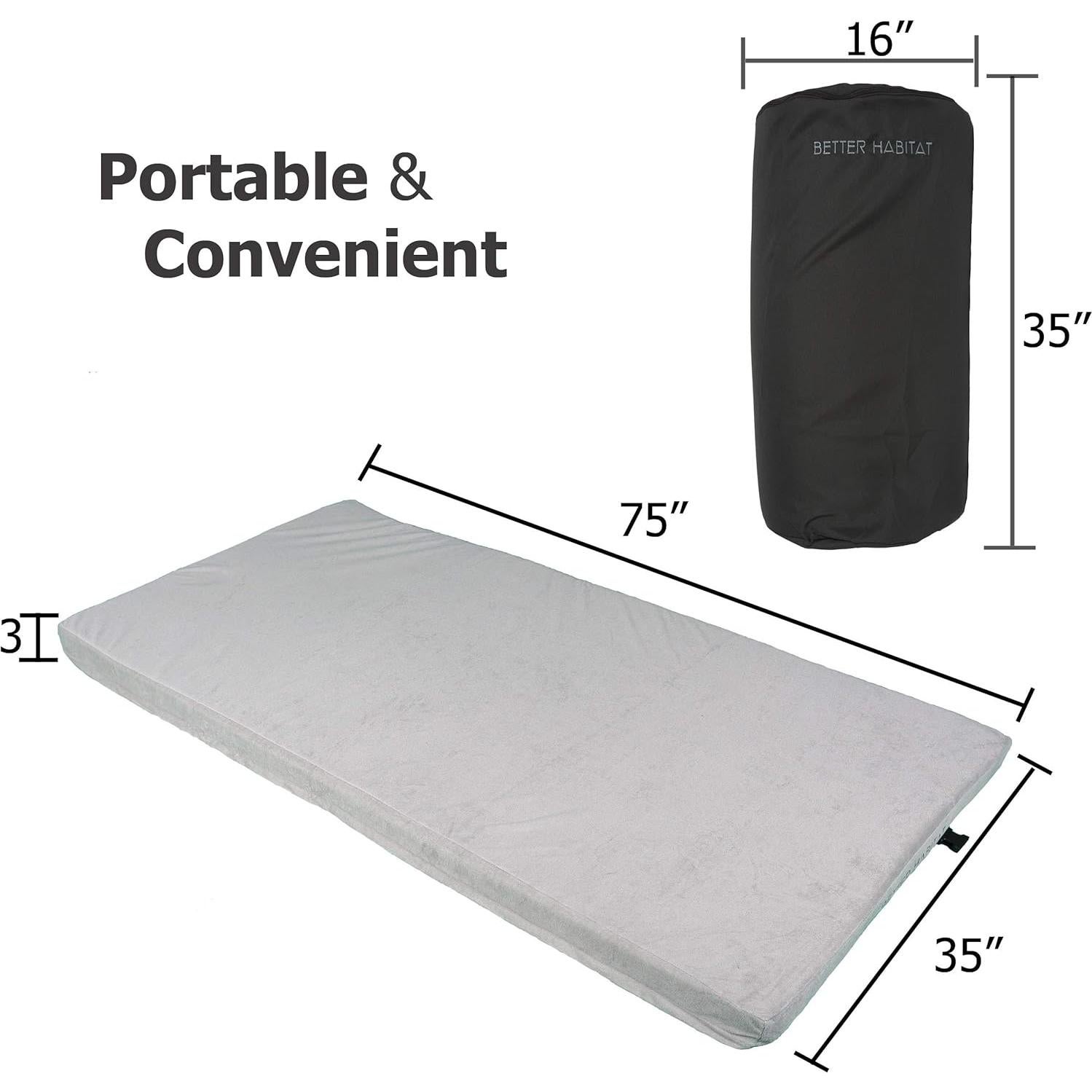 Colchón de Piso Portátil BETTER HABITAT 3" Espuma de Memoria