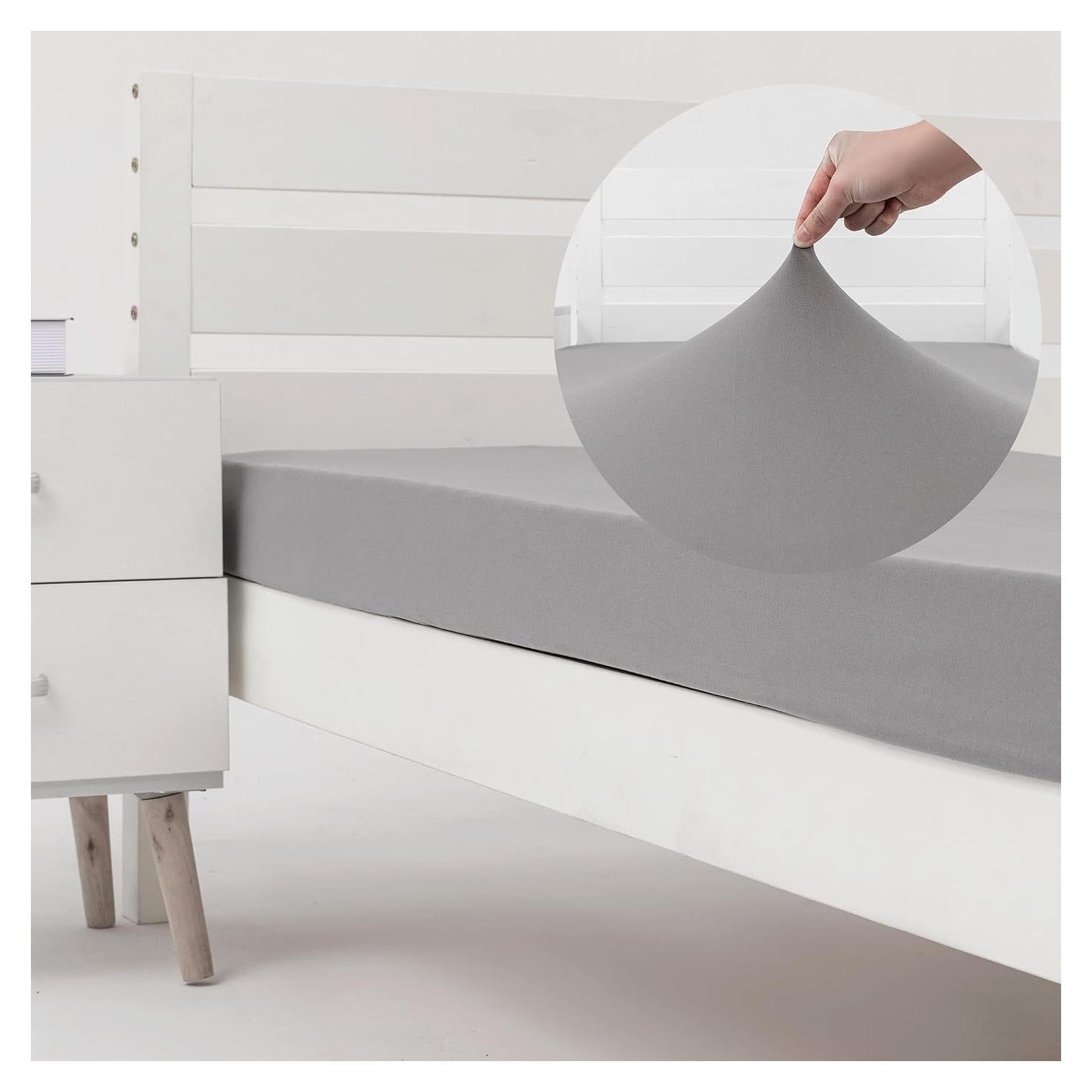 Sábana Ajustable N&Y HOME Cama Individual Jersey Gris Claro