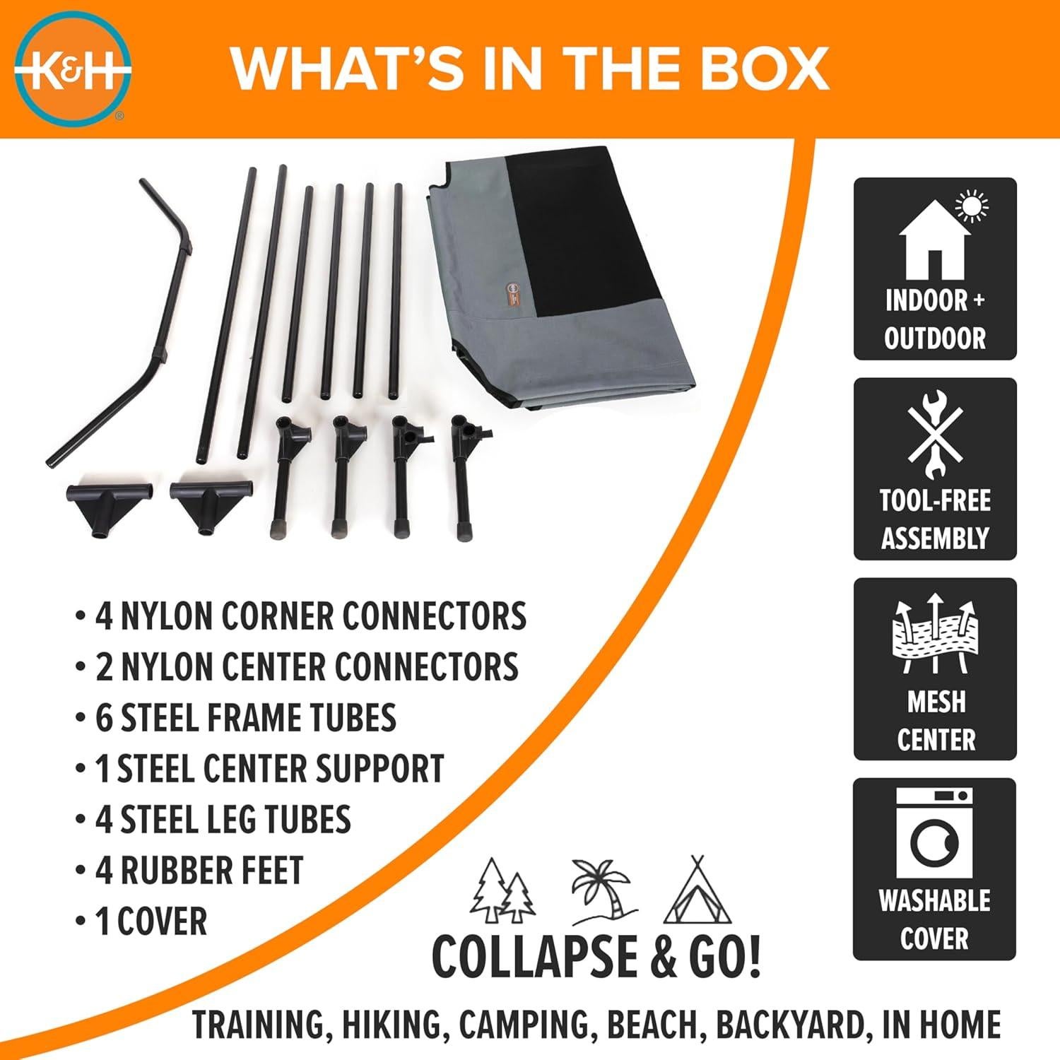 Cama Elevada para Perros K&H Pet Products XL 127x81cm Gris