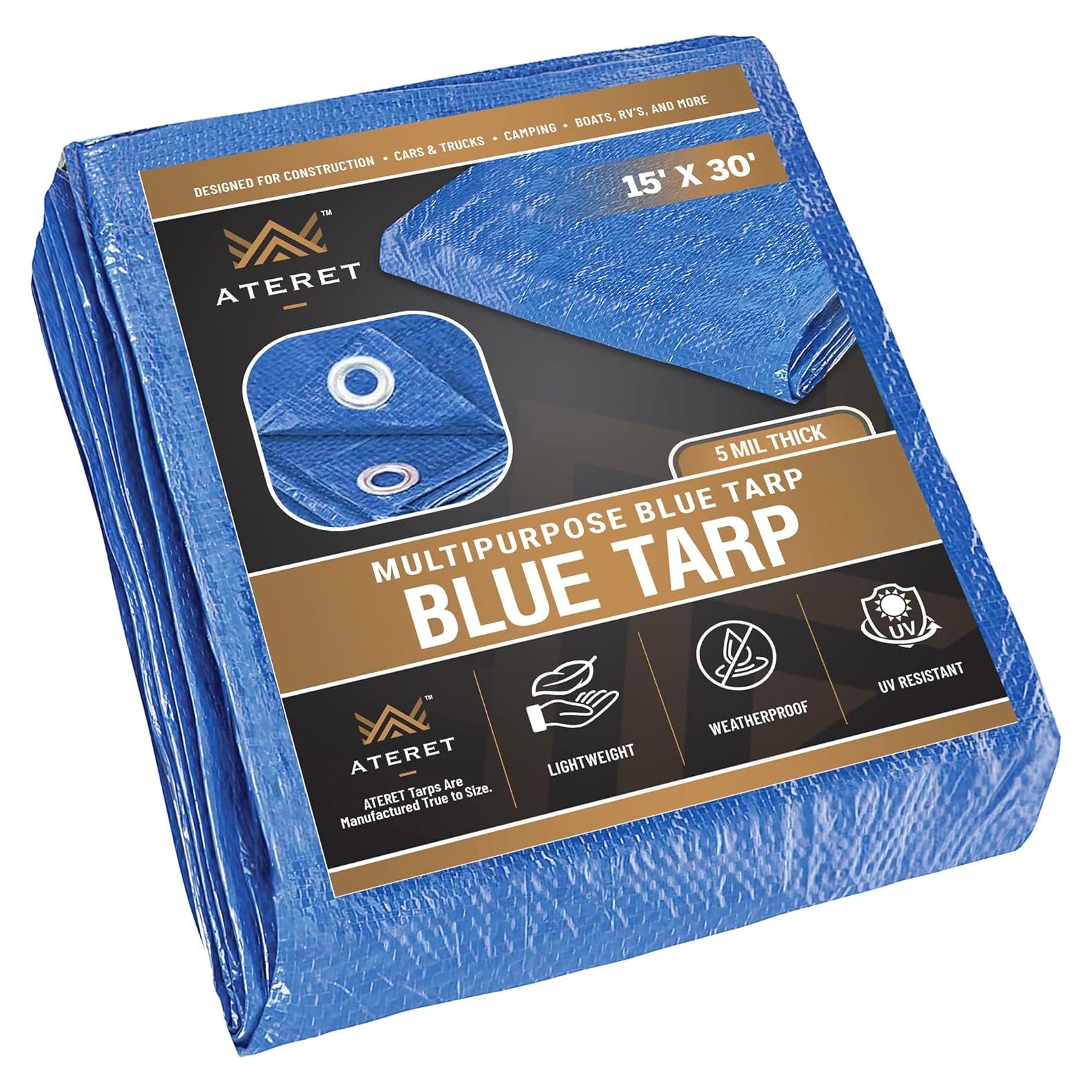 Lona Multifuncional Ateret Azul 4.57x9.14 m A Prueba de Agua