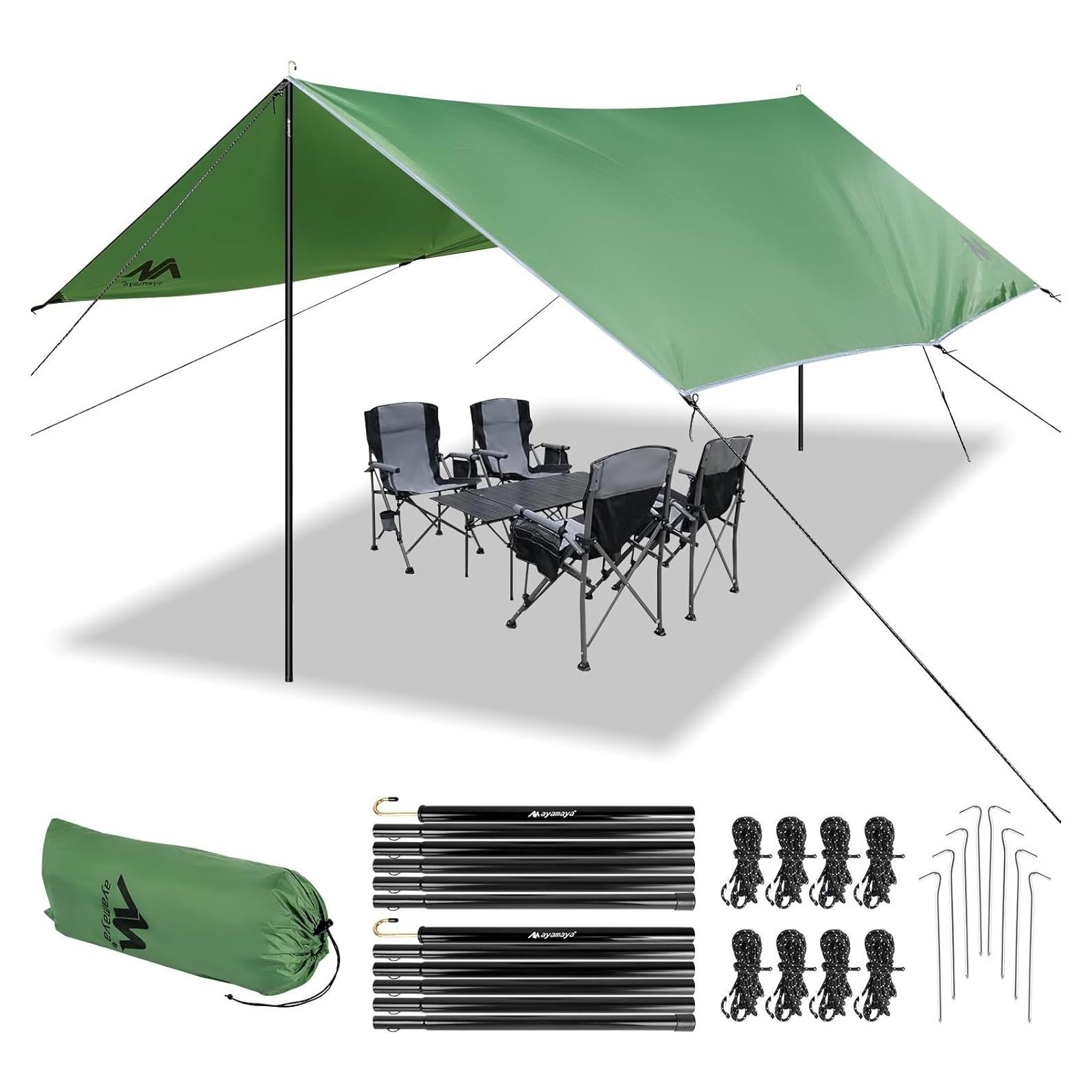 Lona de Camping AYAMAYA 3x4.5m Impermeable con Postes
