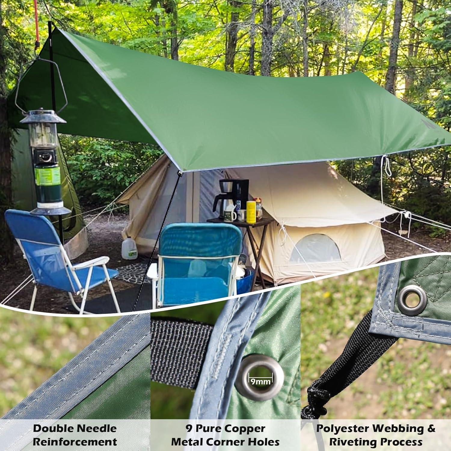 Lona de Camping AYAMAYA 3x4.5m Impermeable con Postes