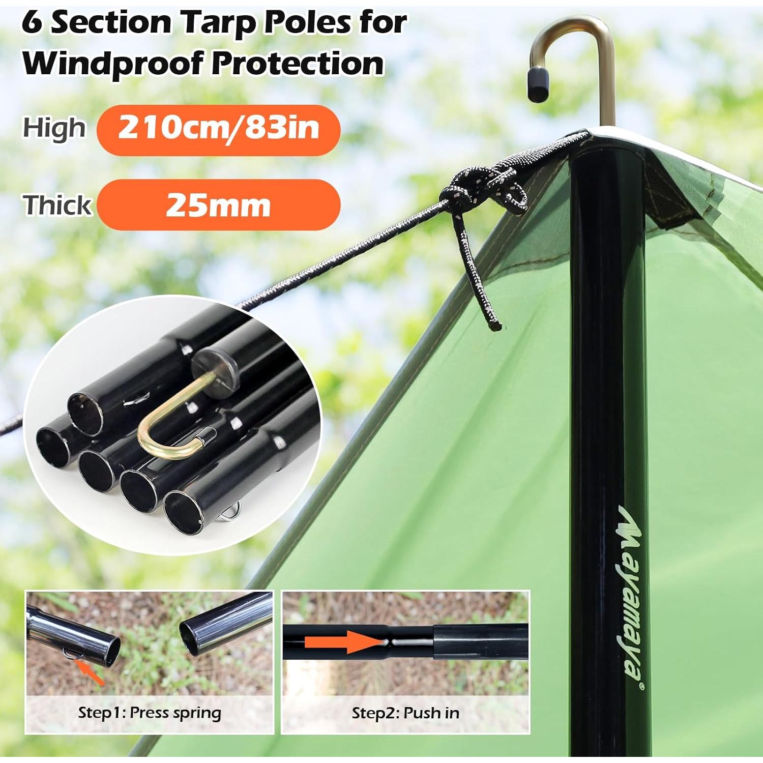 Lona de Camping AYAMAYA 3x4.5m Impermeable con Postes