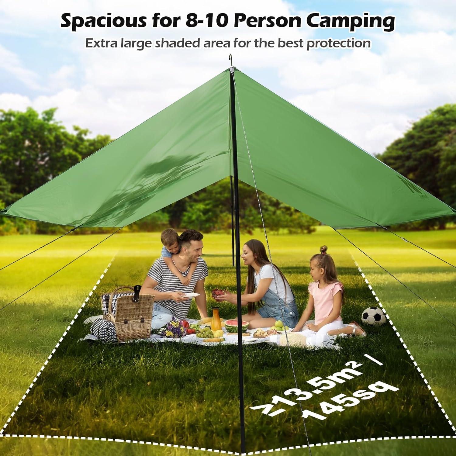 Lona de Camping AYAMAYA 3x4.5m Impermeable con Postes