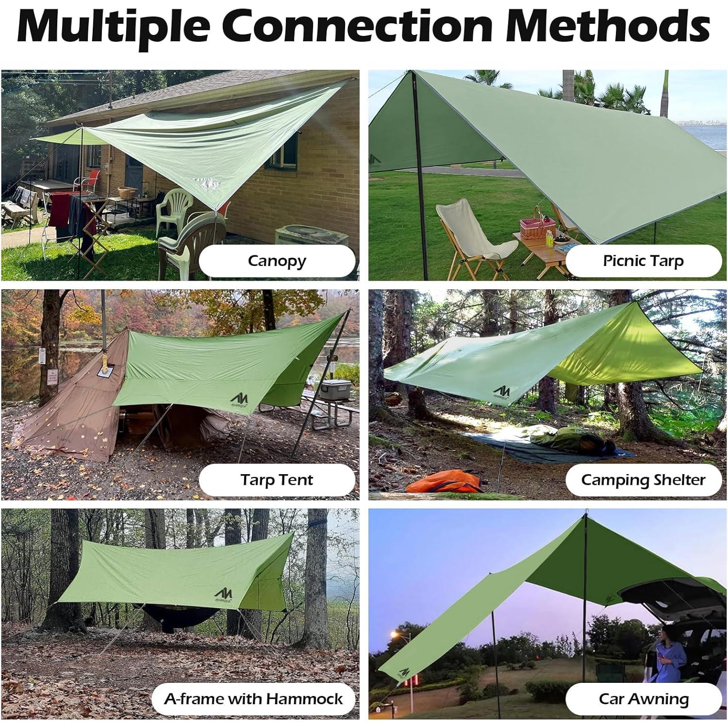 Lona de Camping AYAMAYA 3x4.5m Impermeable con Postes