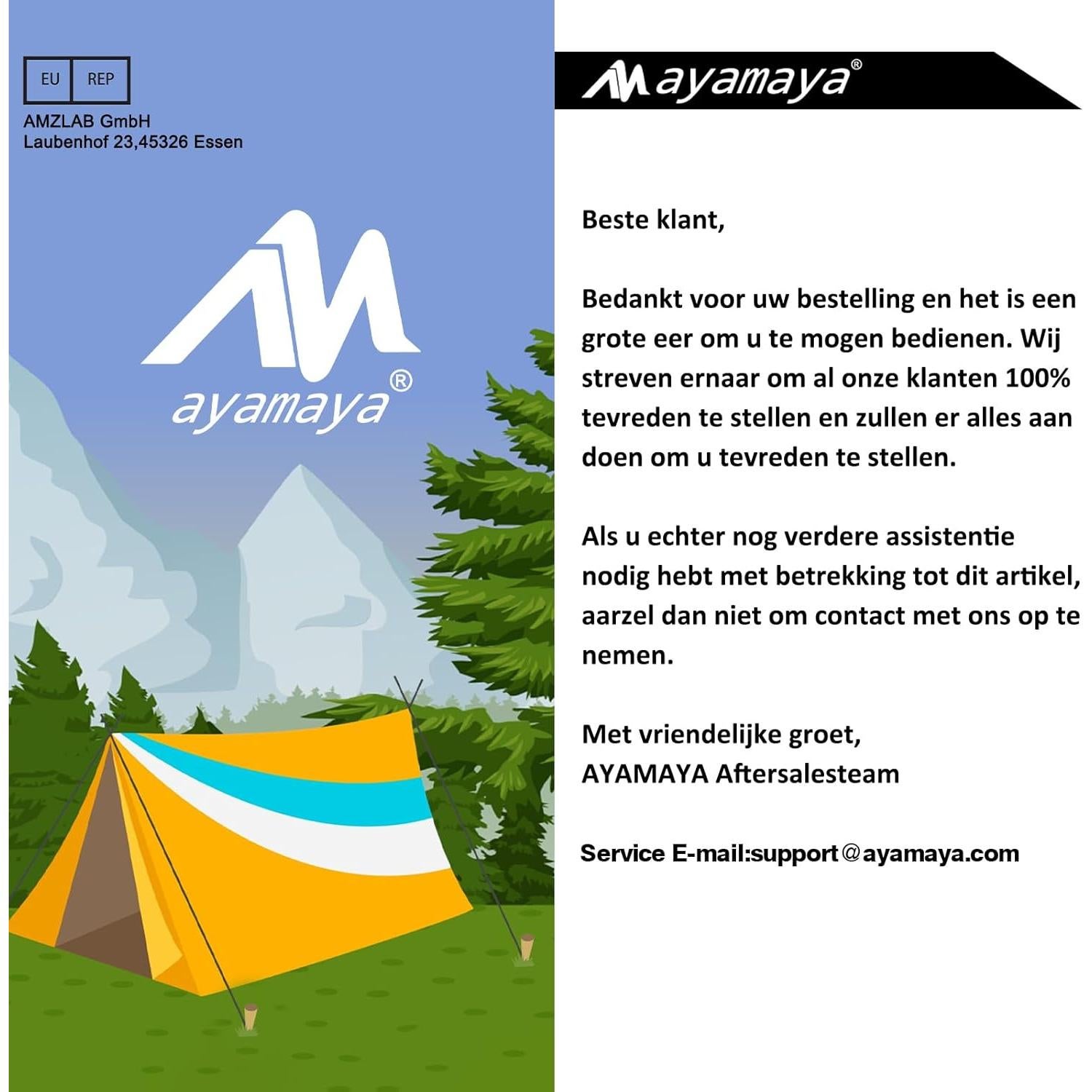 Lona de Camping AYAMAYA 3x4.5m Impermeable con Postes
