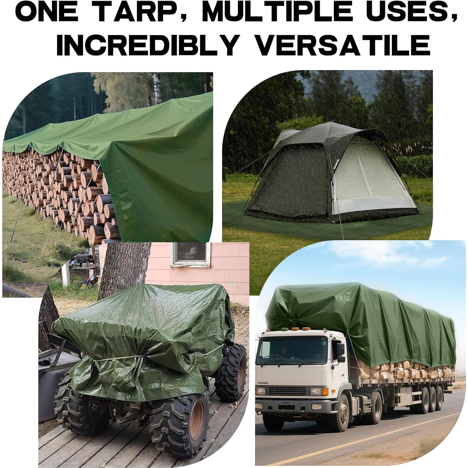 Lona Impermeable Hanjet 2.44x3.05 m Verde Militar 5 Mil
