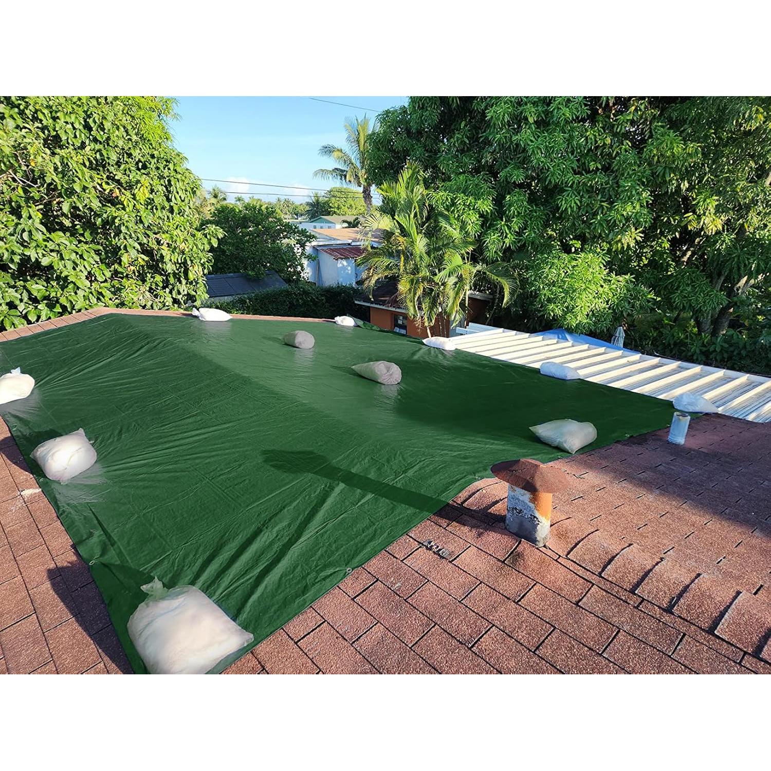 Lona Impermeable Hanjet 2.44x3.05 m Verde Militar 5 Mil