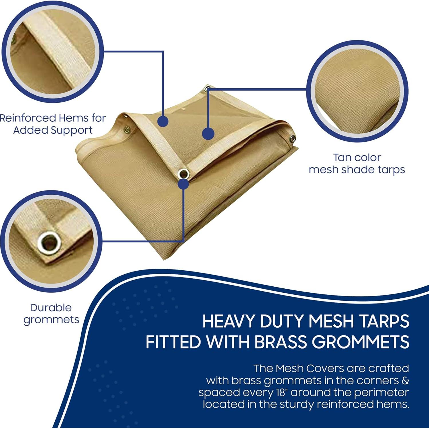 Lona de Malla Beige TarpsNow 1.83x3.05 m Alta Resistencia