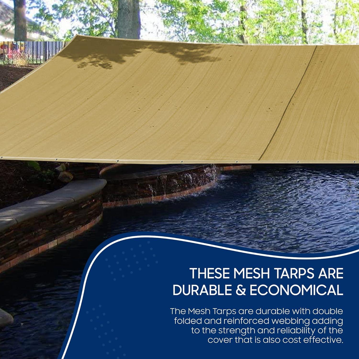 Lona de Malla Beige TarpsNow 1.83x3.05 m Alta Resistencia