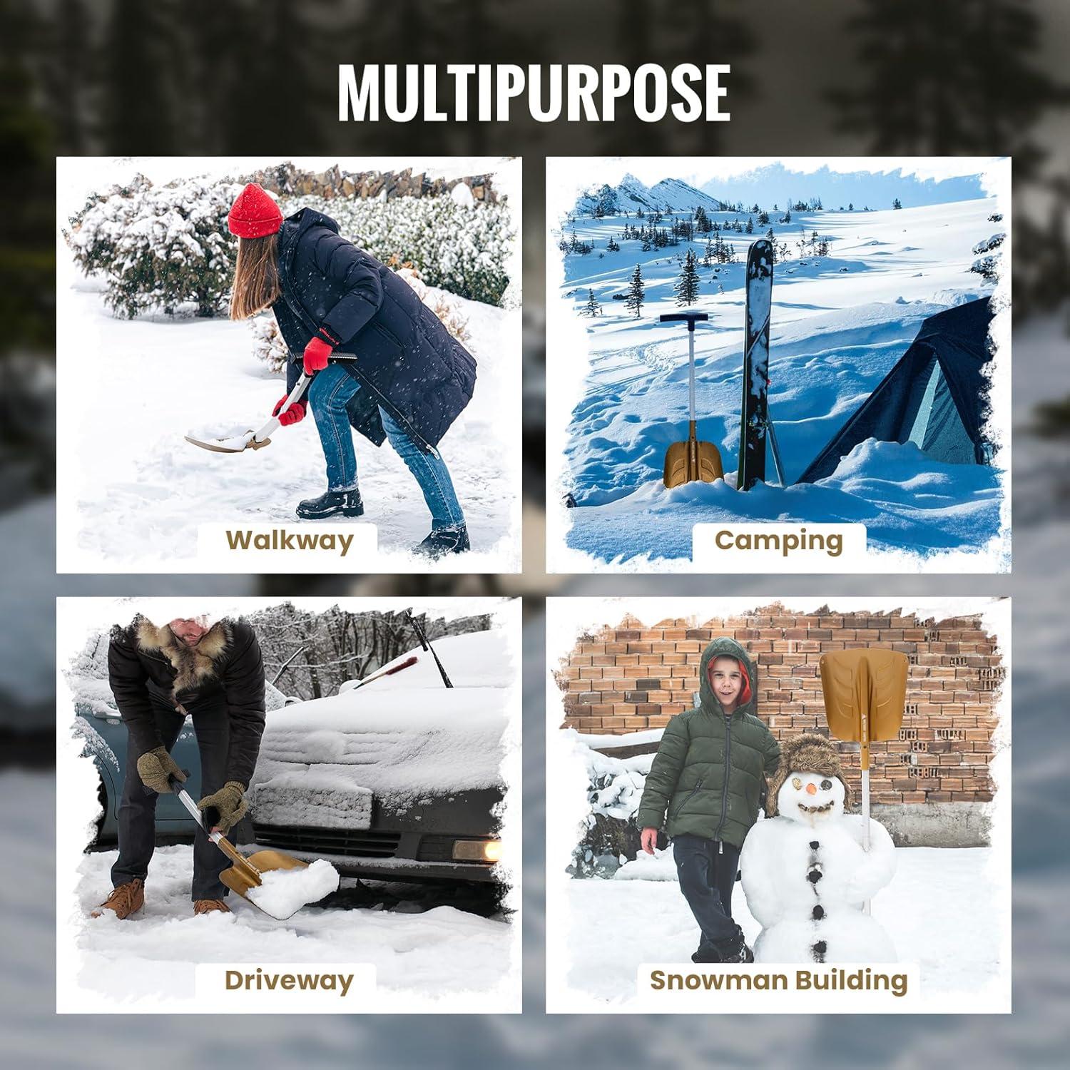 Pala de Nieve Plegable OneTigris 66 cm con Cepillo Raspador