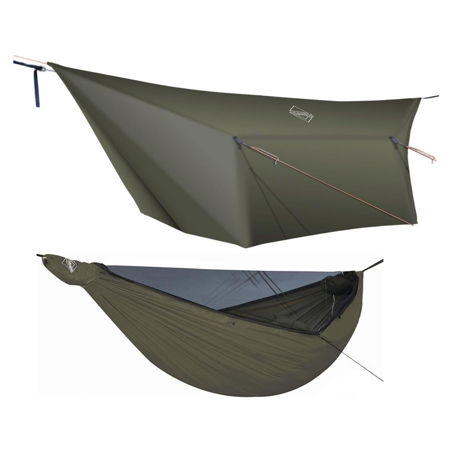 Hamaca de Camping Onewind 3.4m con Toldo de Lluvia 3.7x3m
