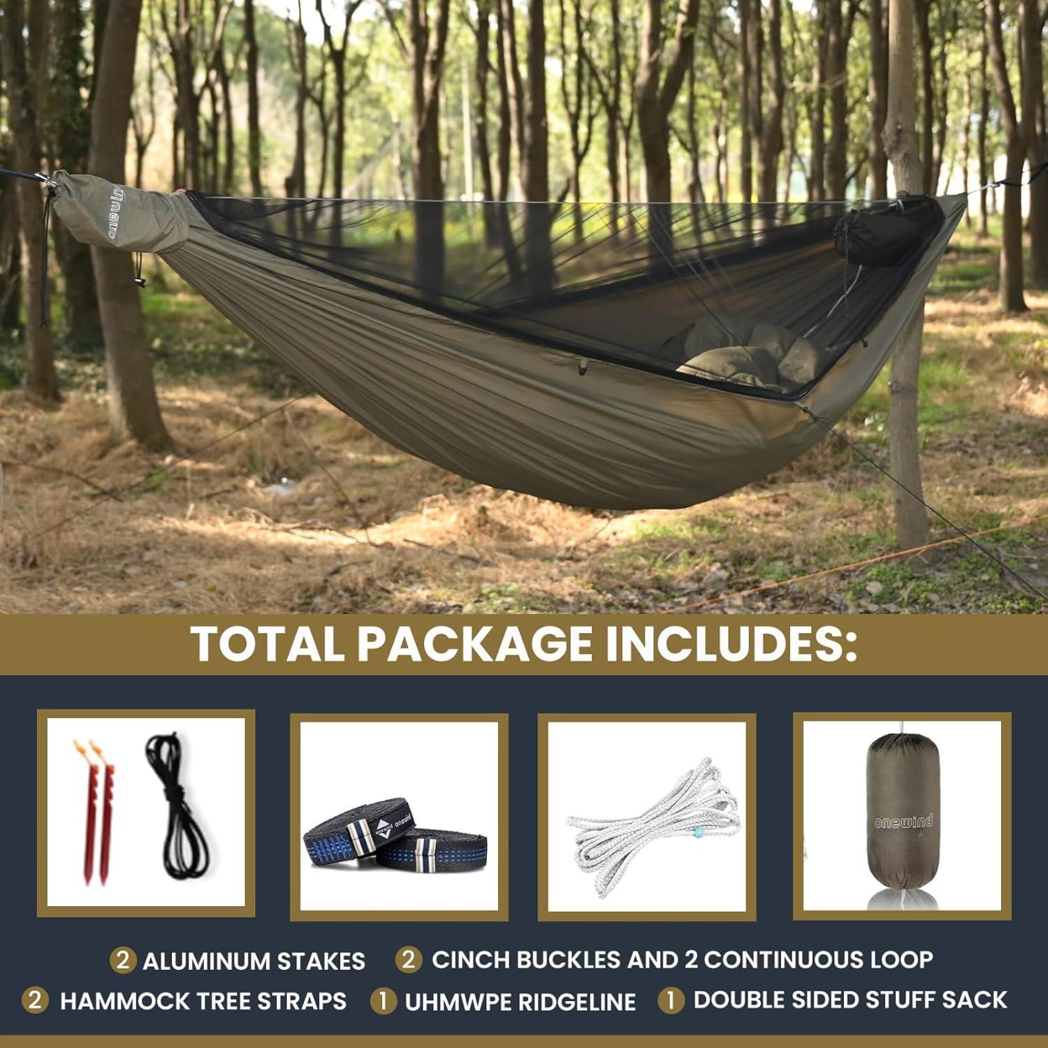 Hamaca de Camping Onewind 3.4m con Toldo de Lluvia 3.7x3m