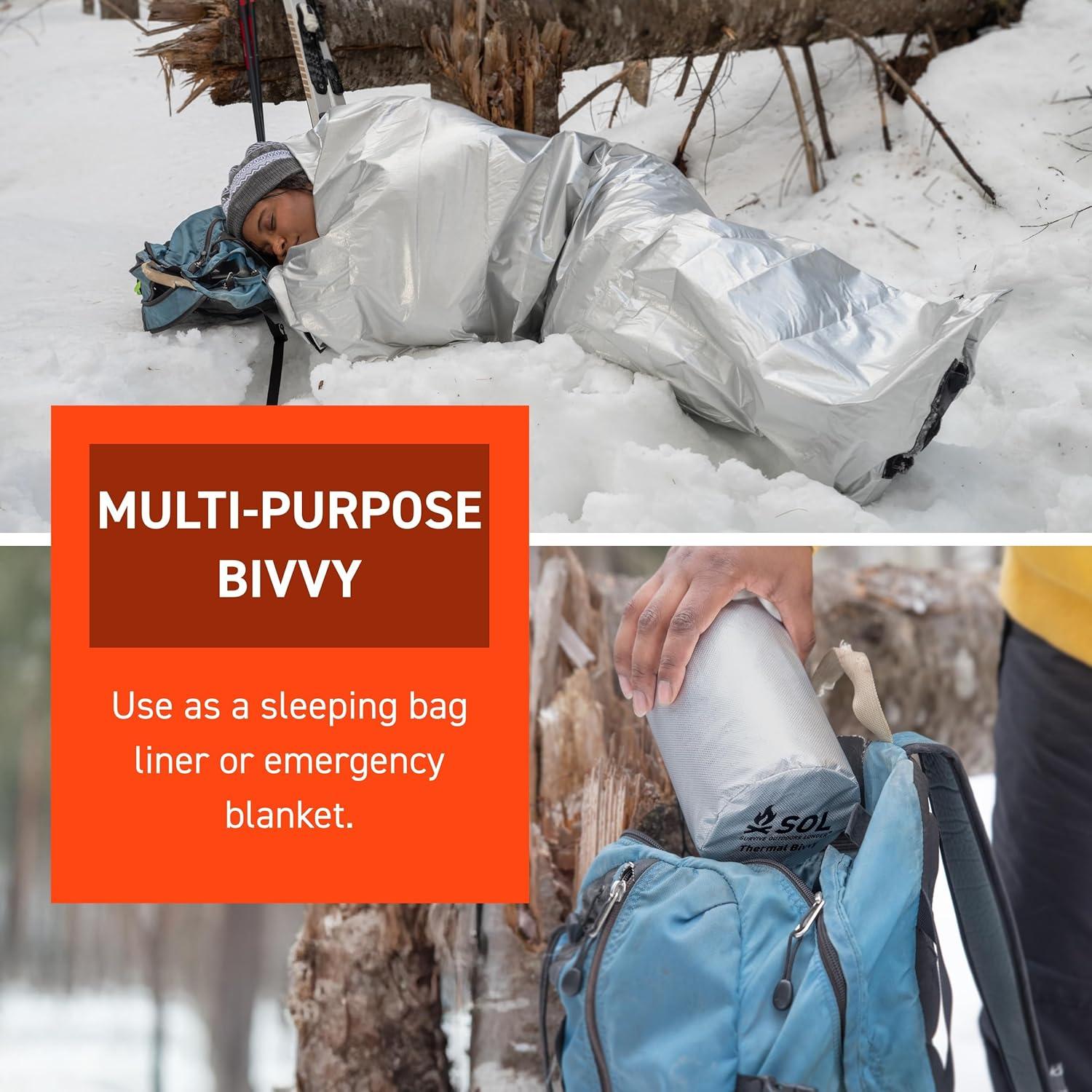 Bivvy Térmico S.O.L. con Silbato de Rescate - Manta de Emergencia