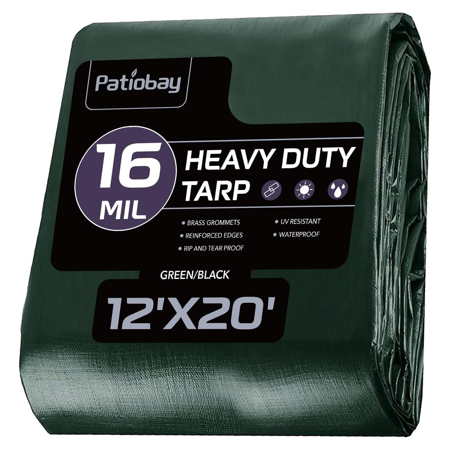 Lona Impermeable Patiobay 12x20 Pies 16 Mil Resistente UV