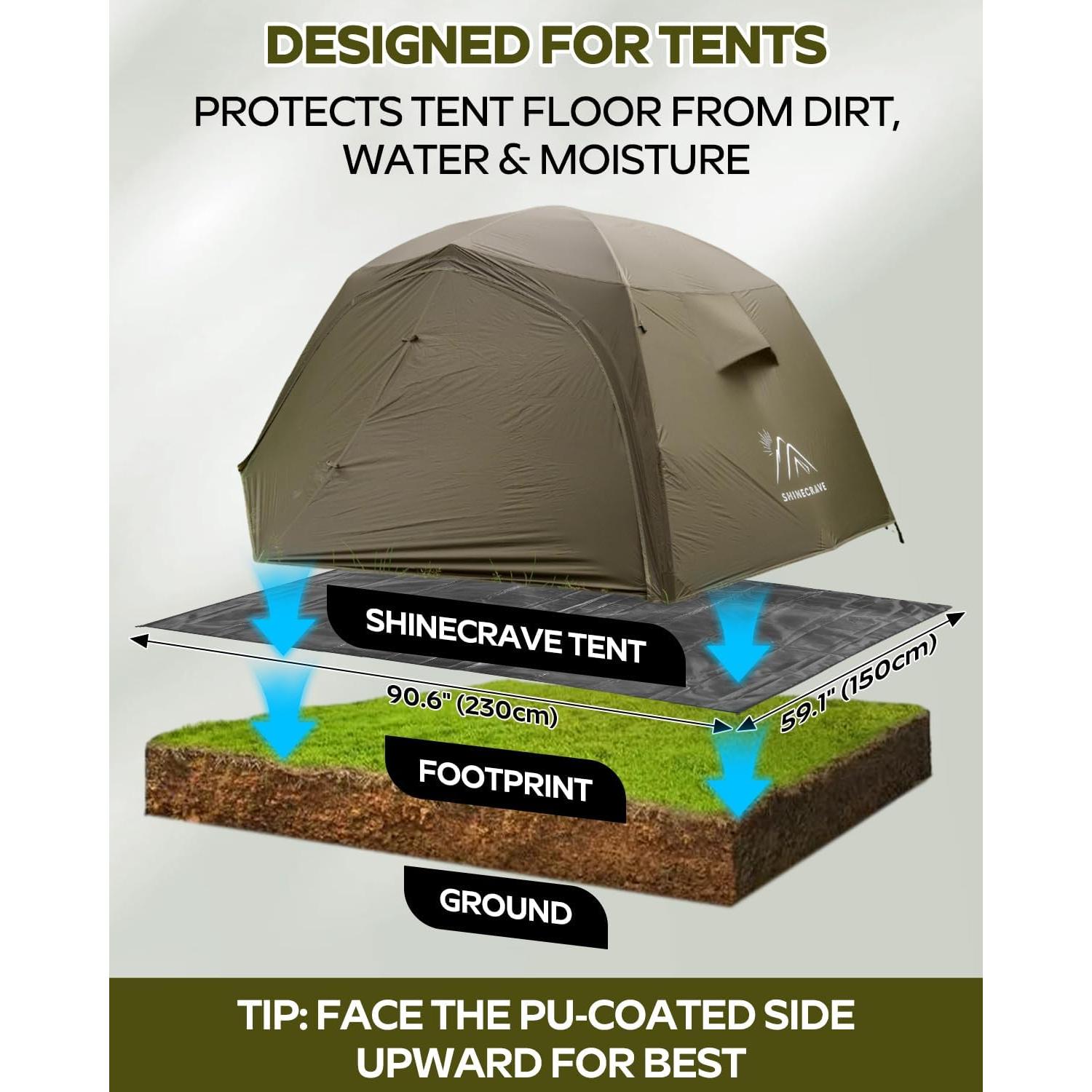 Huella de tienda SHINECRAVE 230x150 cm impermeable para camping