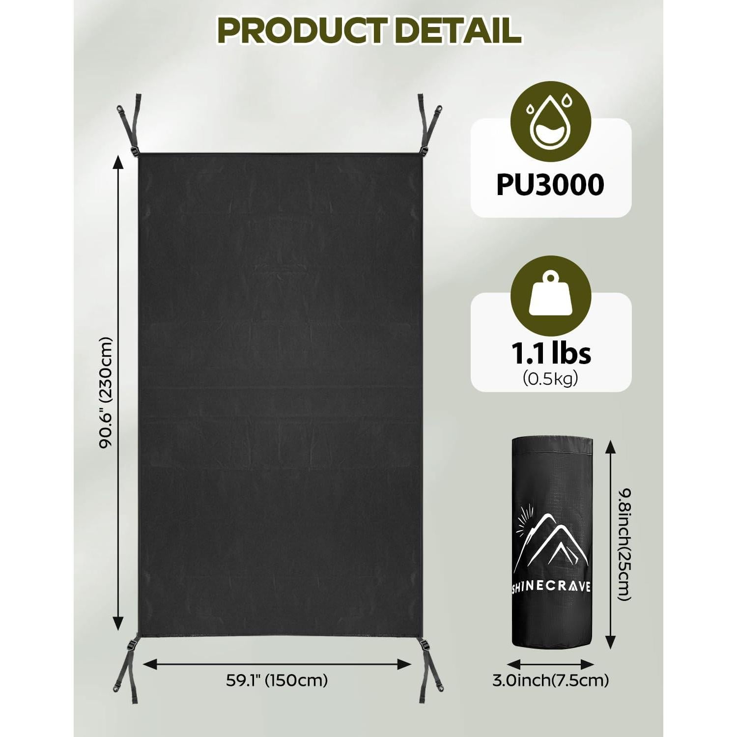 Huella de tienda SHINECRAVE 230x150 cm impermeable para camping