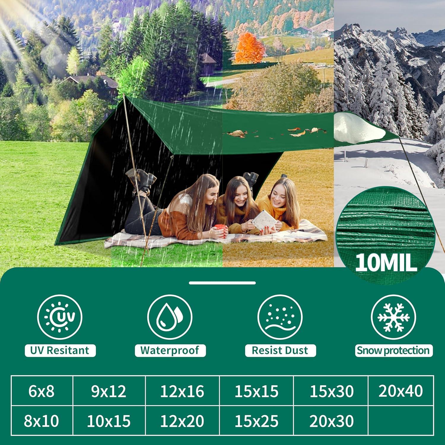 Lona Impermeable MVPNET 4.57x4.57m Verde/Negro 10mil