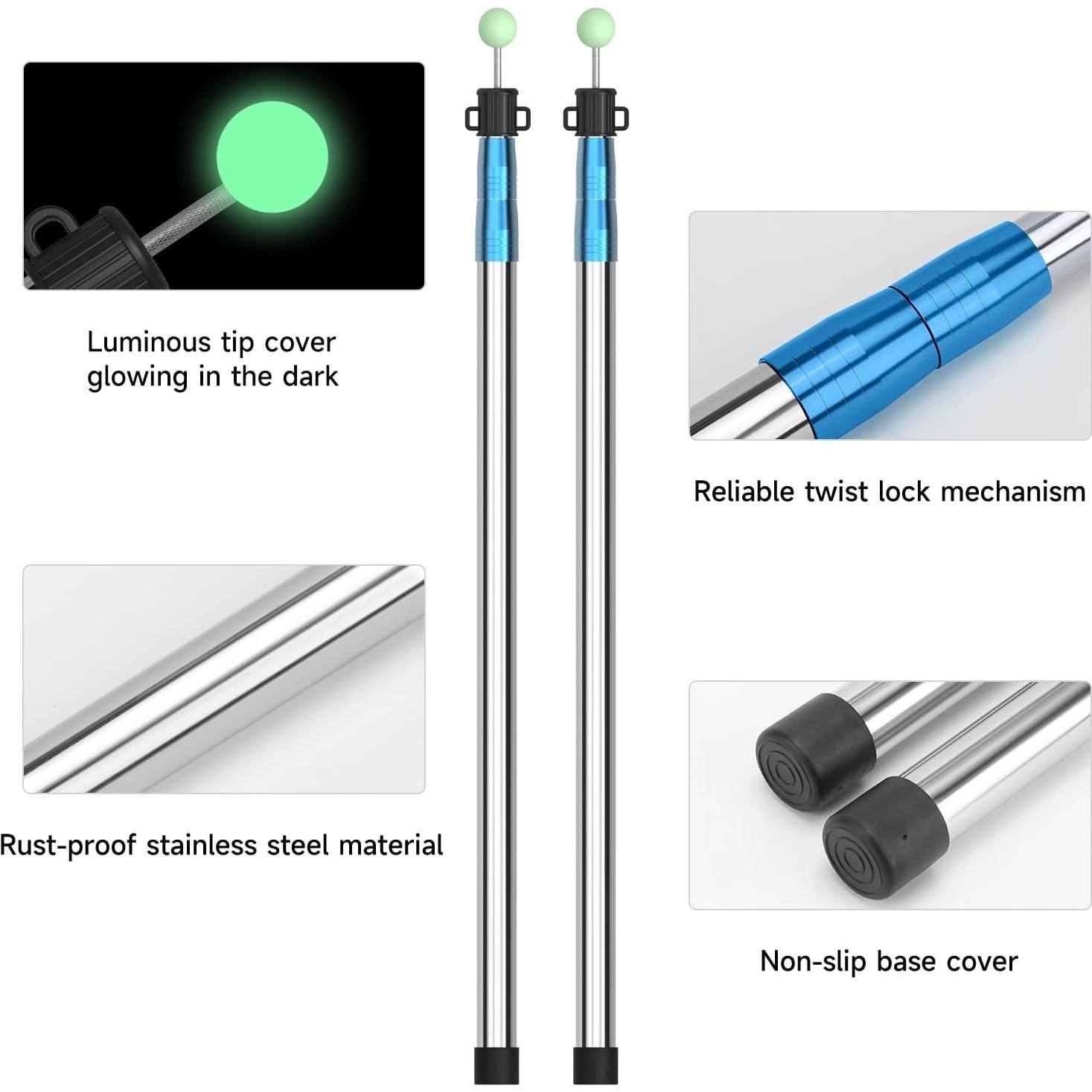 Poste Telescópico SANLIKE para Lona 84-220 cm Acero Inoxidable