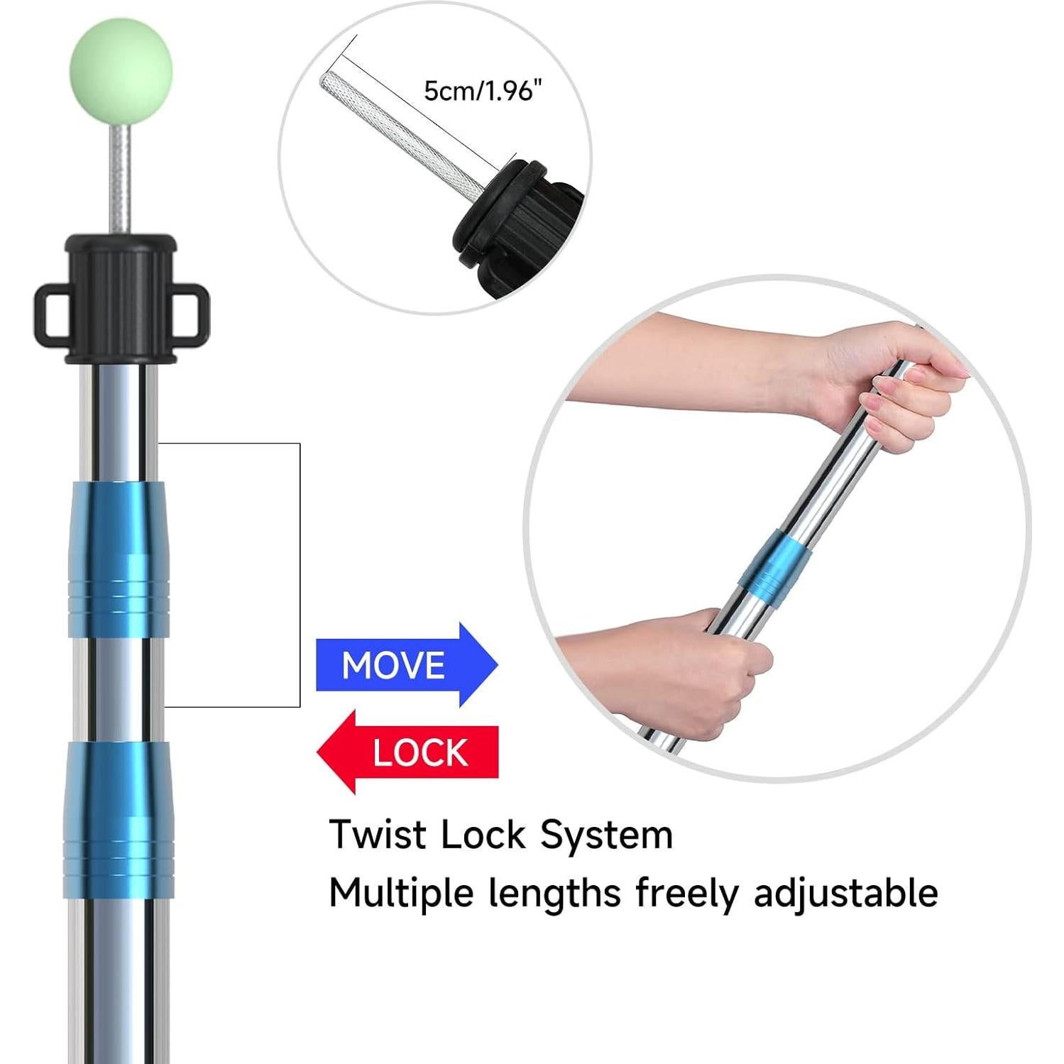 Poste Telescópico SANLIKE para Lona 84-220 cm Acero Inoxidable