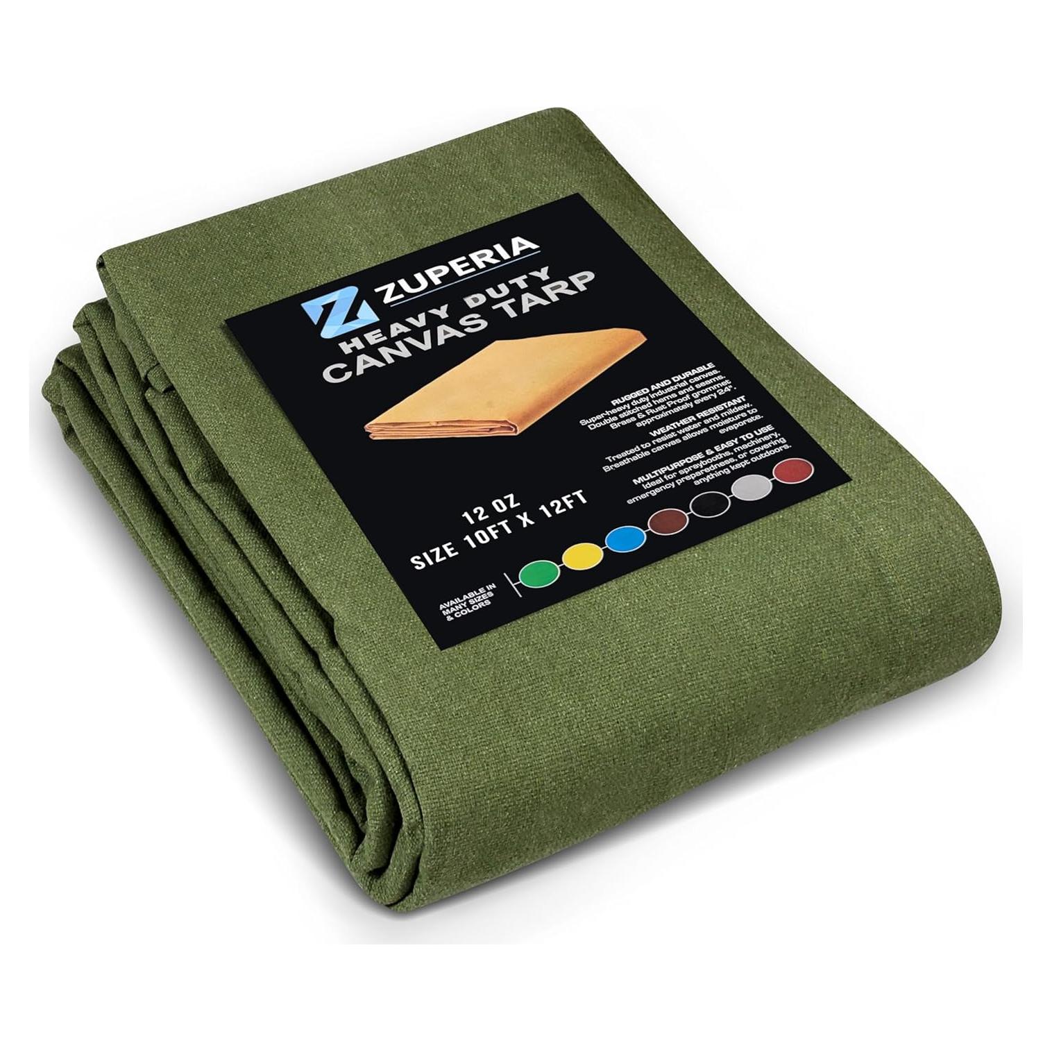 Lona Resistente Zuperia 3.05x3.66m Verde Oliva con Ojetes