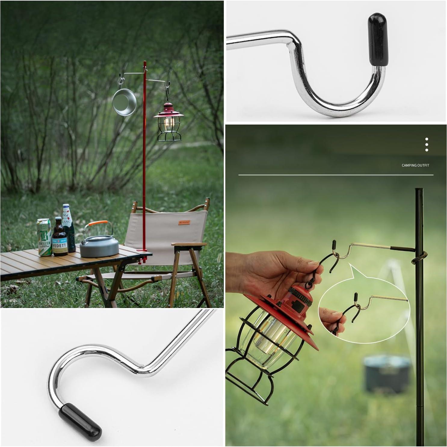 4 Ganchos Soporte de Lámpara Camping SquEqu Acero Inoxidable