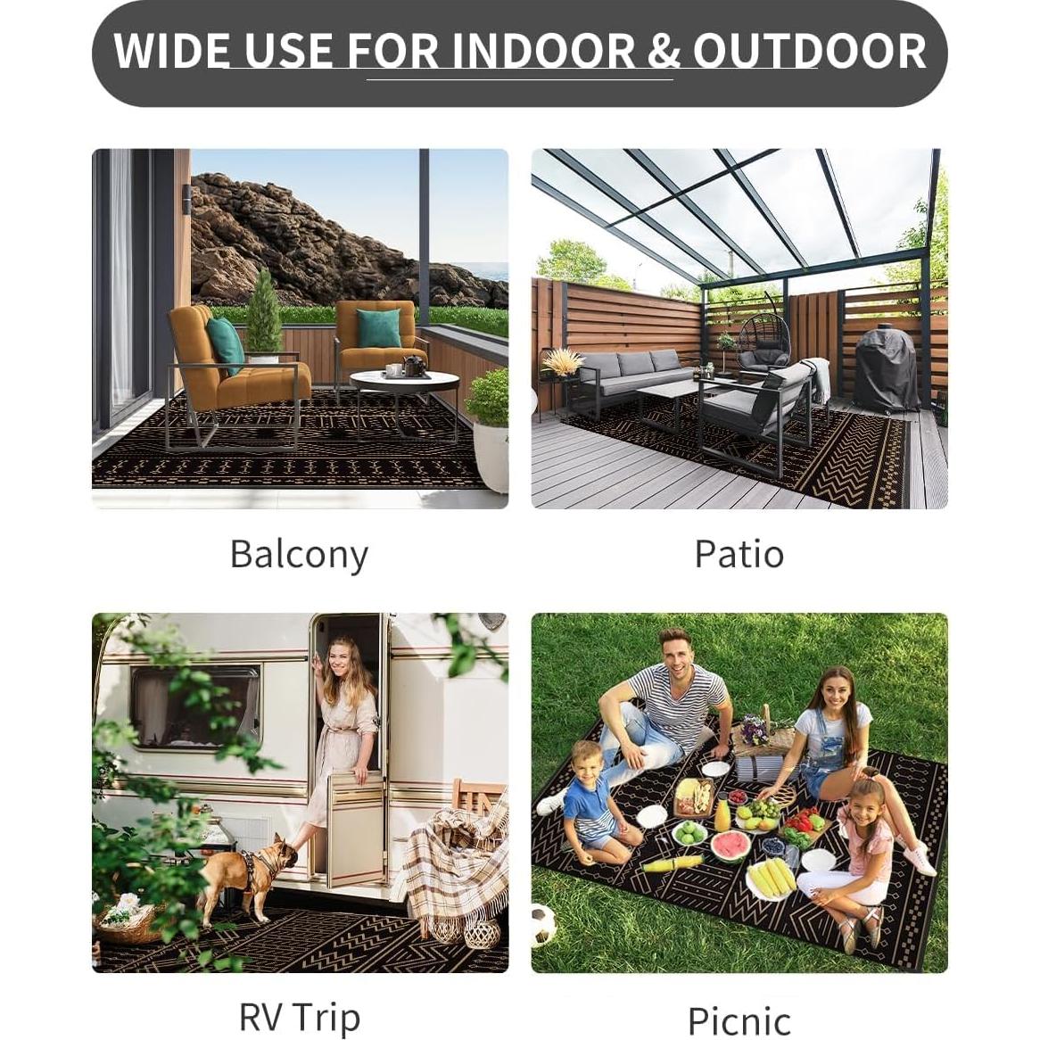 Alfombra Exterior Impermeable COCOER 2.74x3.66 m Reversible