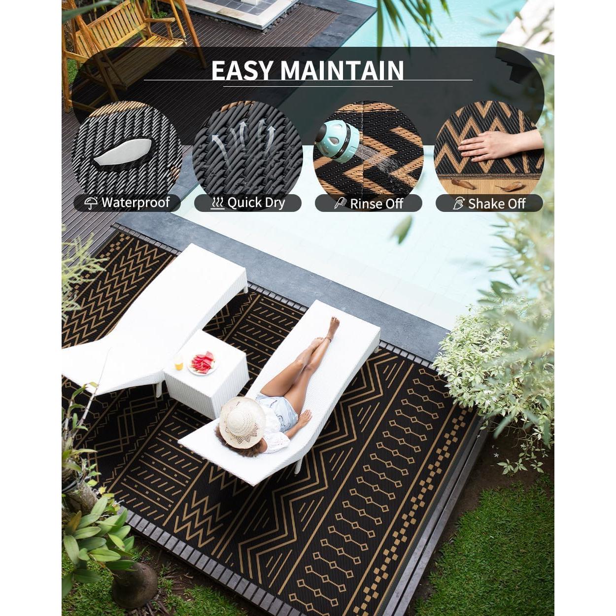 Alfombra Exterior Impermeable COCOER 2.74x3.66 m Reversible