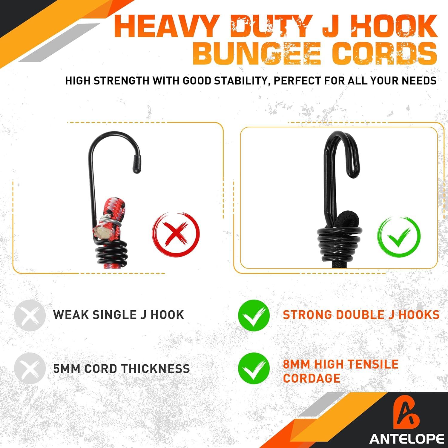 Juego de Cuerdas Bungee Ajustables ANTELOPE 20 Piezas 91.44 cm