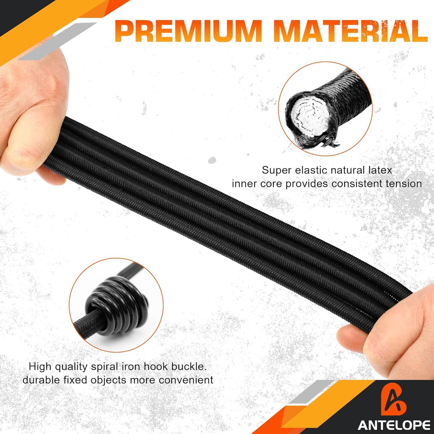 Juego de Cuerdas Bungee Ajustables ANTELOPE 20 Piezas 91.44 cm