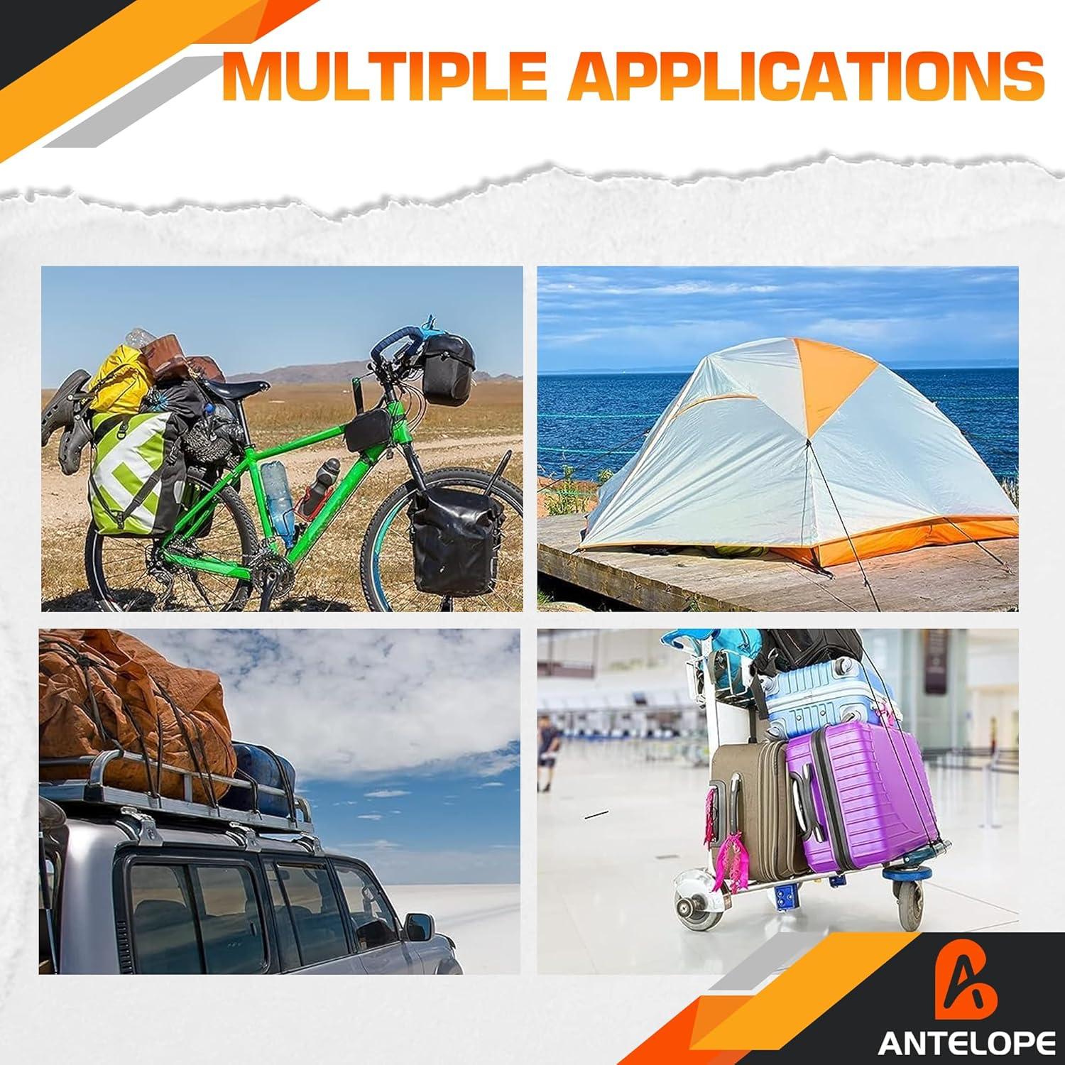 Juego de Cuerdas Bungee Ajustables ANTELOPE 20 Piezas 91.44 cm