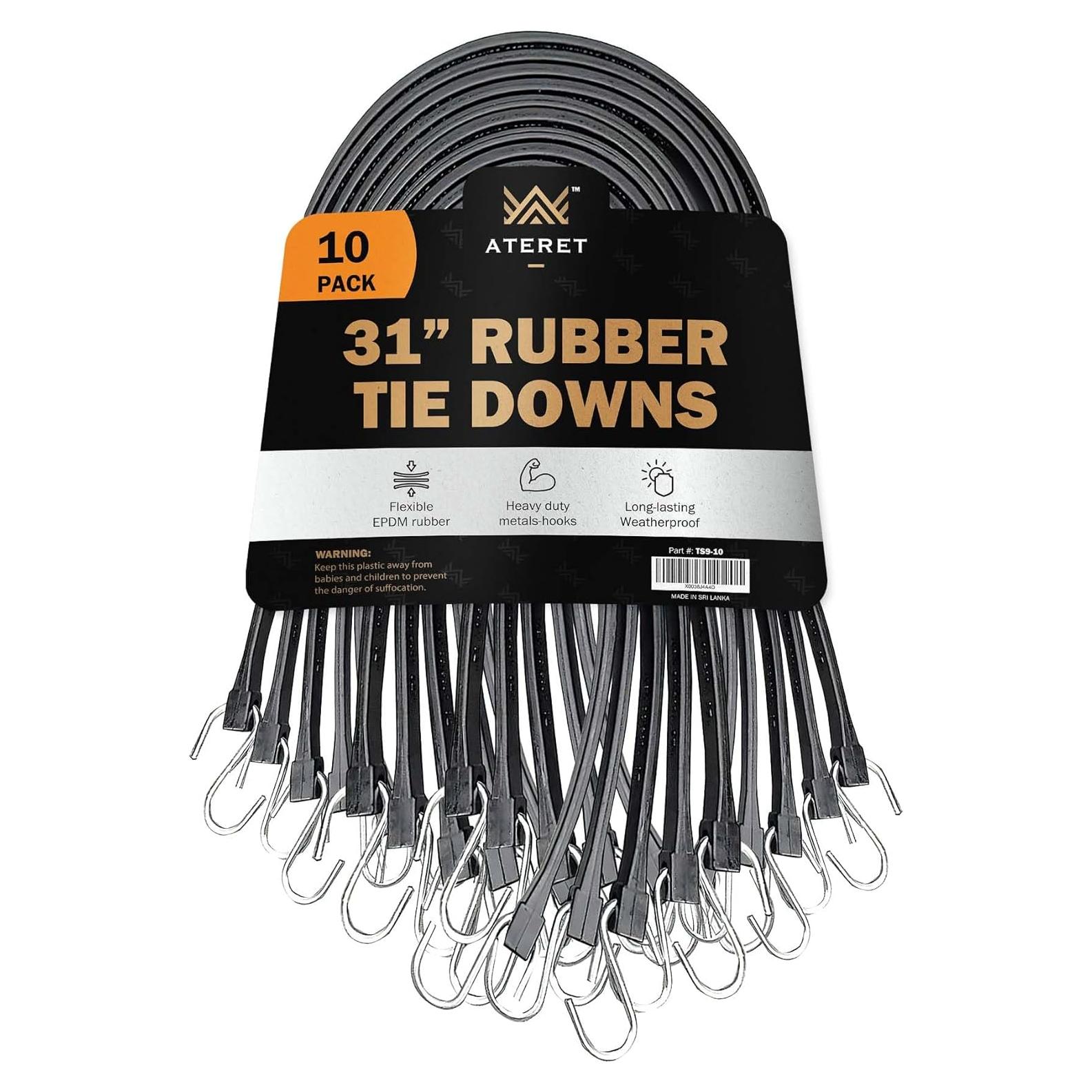 Cuerdas Bungee de Goma ATERET 78.74 cm con Ganchos - Paquete de 10