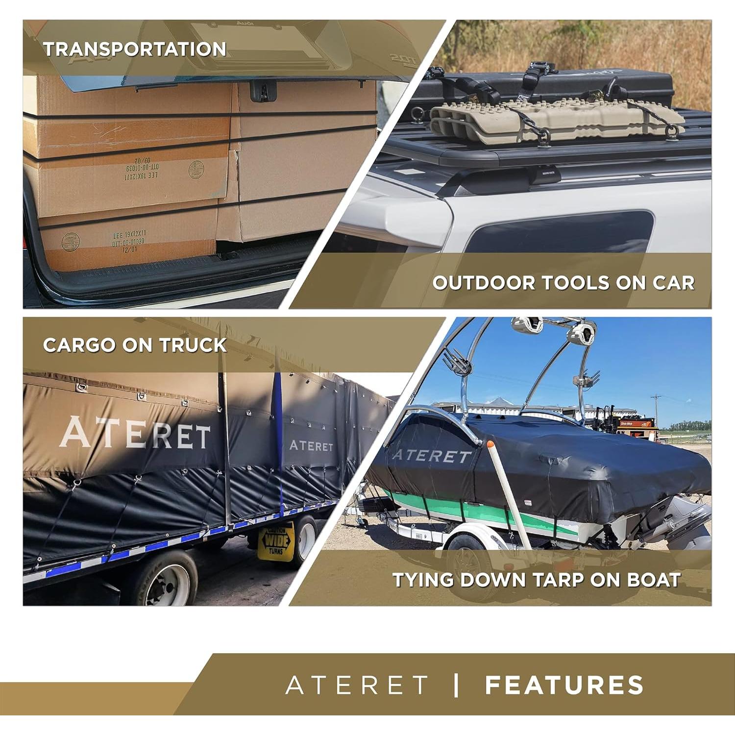 Cuerdas Bungee de Goma ATERET 78.74 cm con Ganchos - Paquete de 10