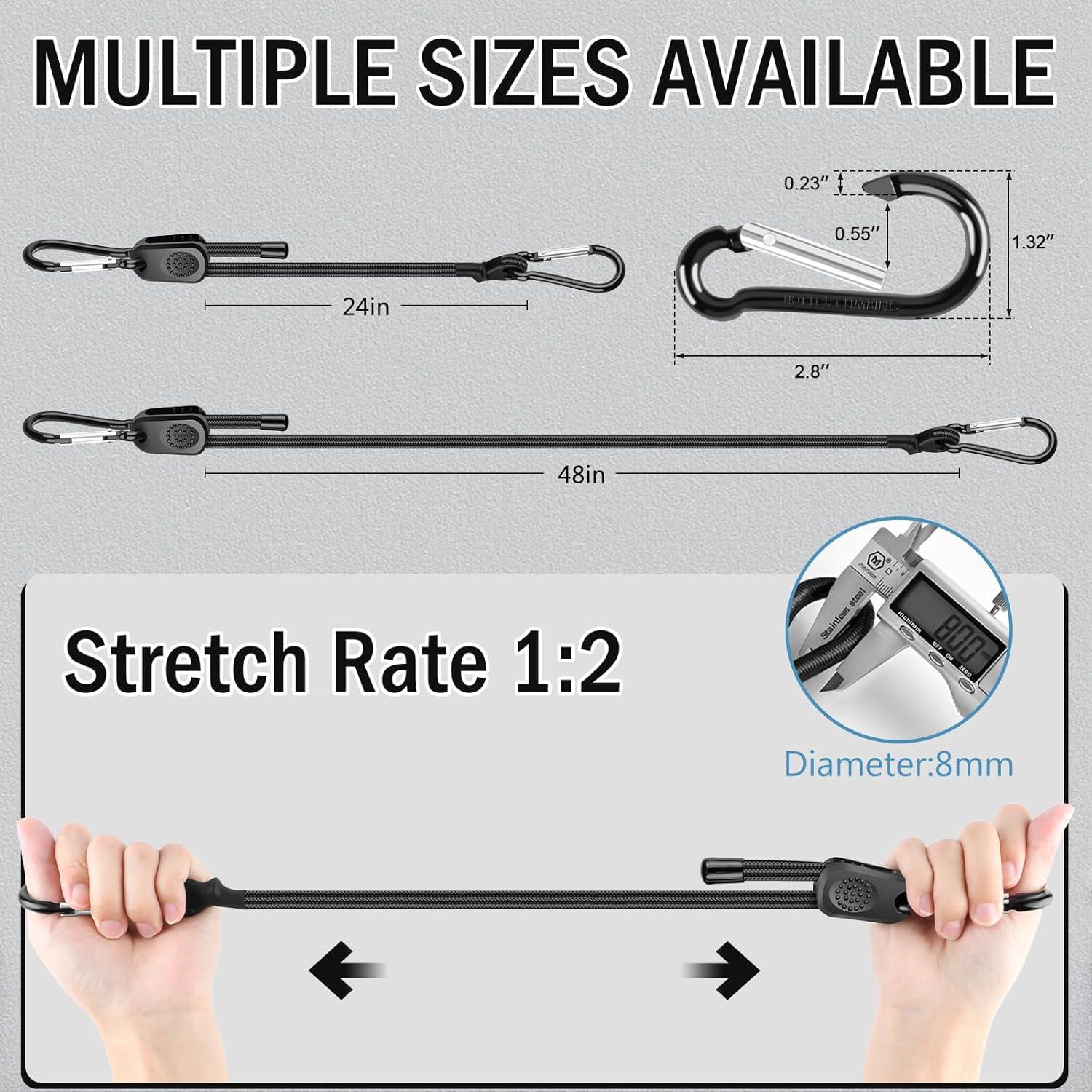 Cuerdas Bungee Ajustables Kinzomor 60 cm 8 Pcs Alta Resistencia