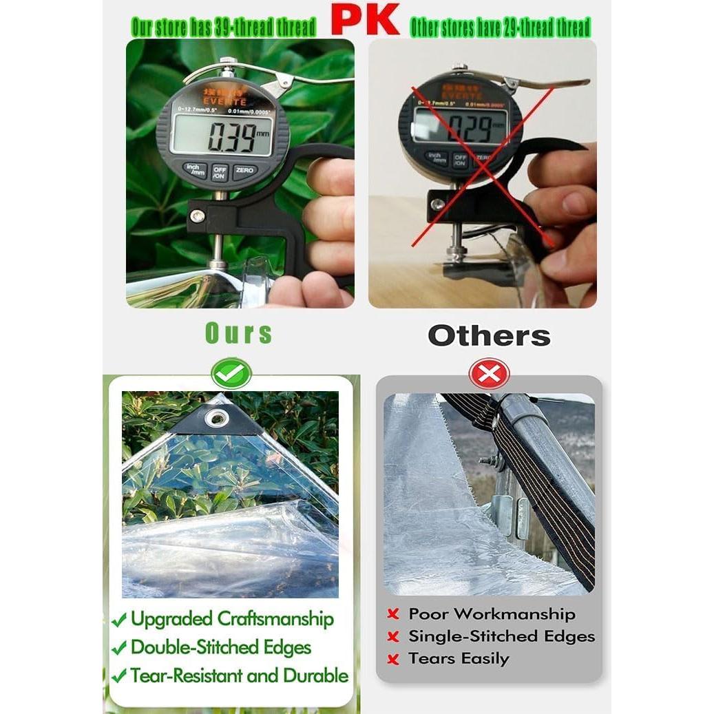 Lona Transparente Harmkrola 2.4x2.4m Impermeable 16Mil PVC