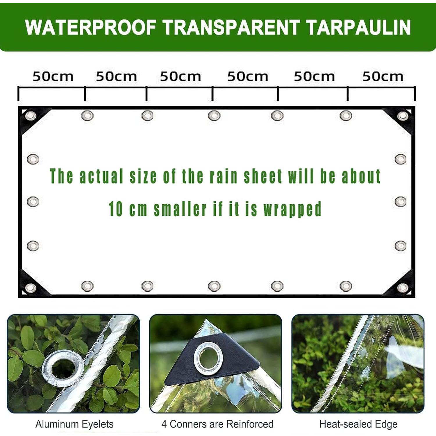 Lona Transparente Harmkrola 2.4x2.4m Impermeable 16Mil PVC