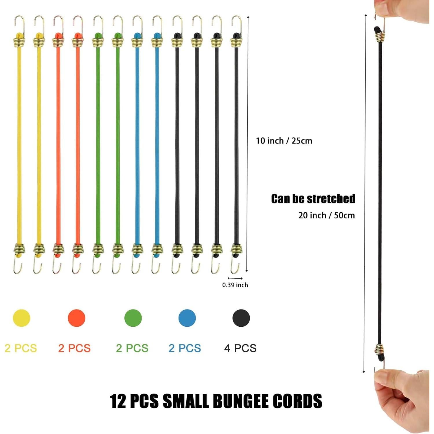 Cuerdas Bungee Pequeñas OPPKEPT 25cm Ajustables Paquete de 12