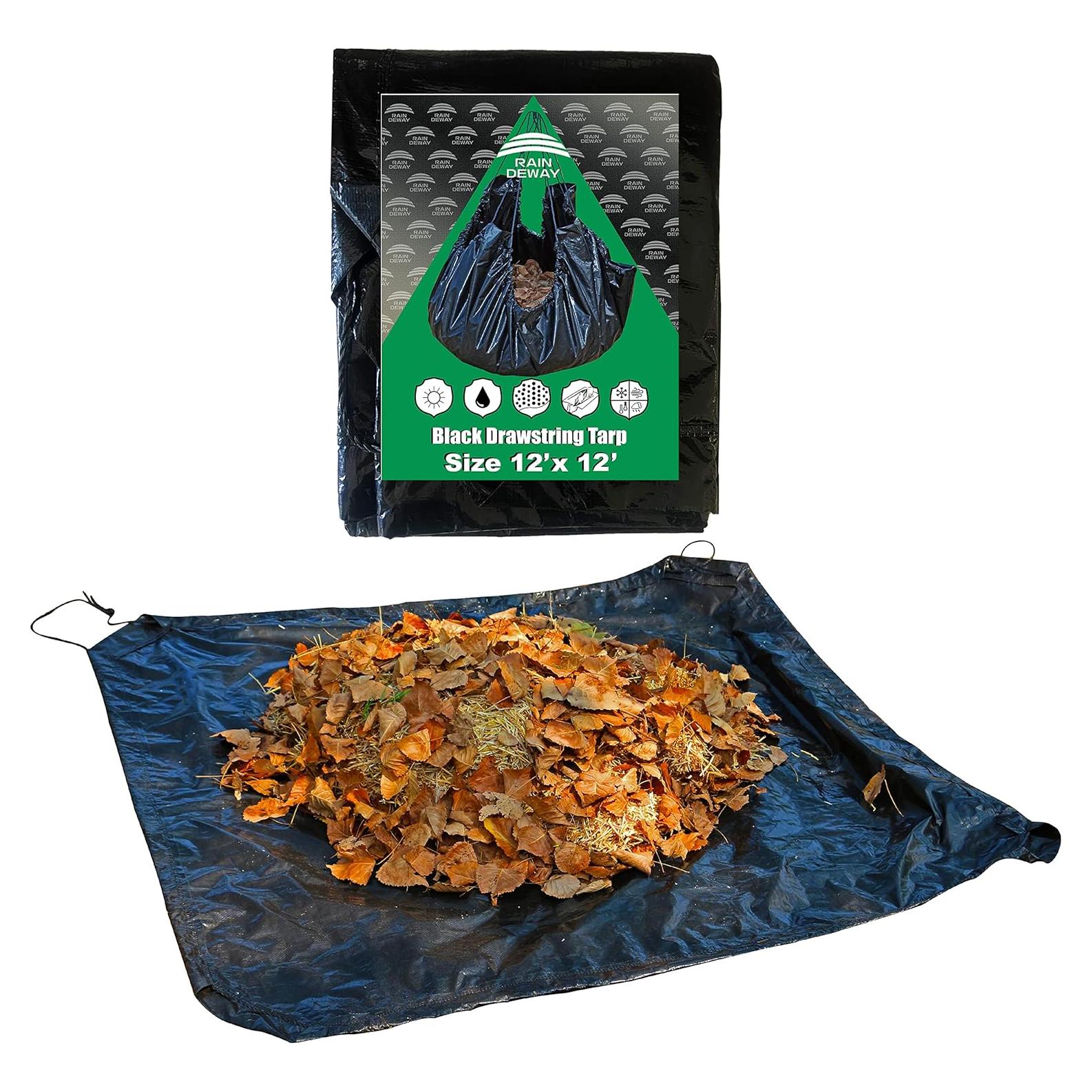 Lona de Jardín RAINDEWAY Negra 3.66x3.66m Impermeable con Cuerda