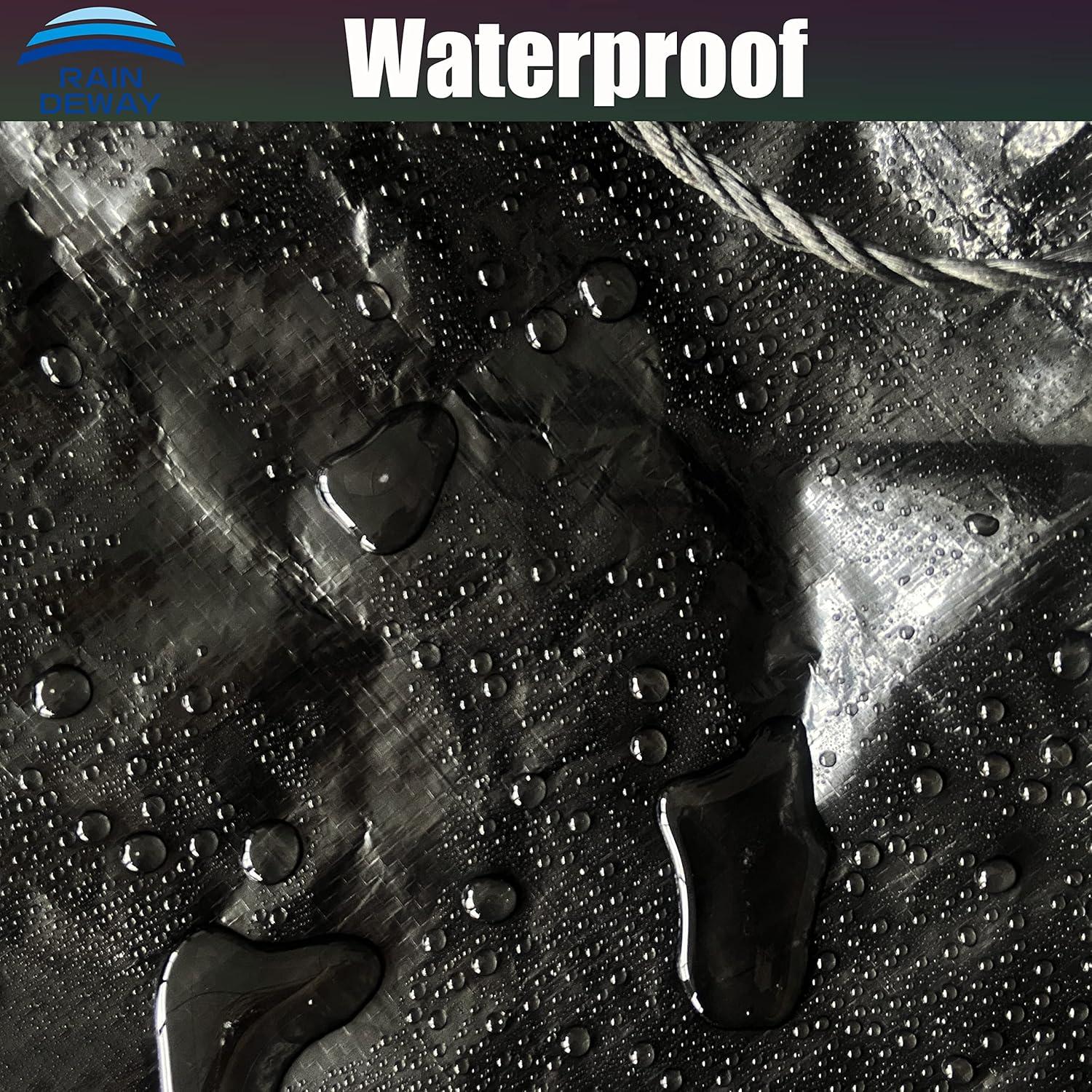 Lona de Jardín RAINDEWAY Negra 3.66x3.66m Impermeable con Cuerda