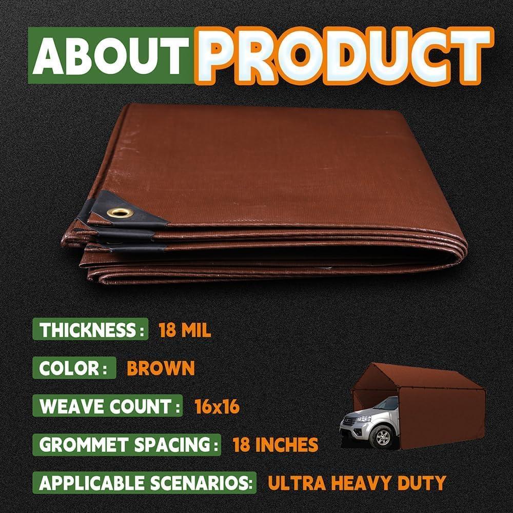 Tarp Impermeable RAINDEWAY 7x9 m, Resistente a UV, Color Marrón