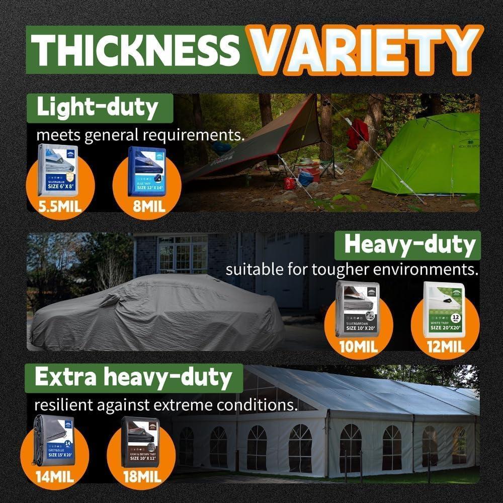 Tarp Impermeable RAINDEWAY 7x9 m, Resistente a UV, Color Marrón