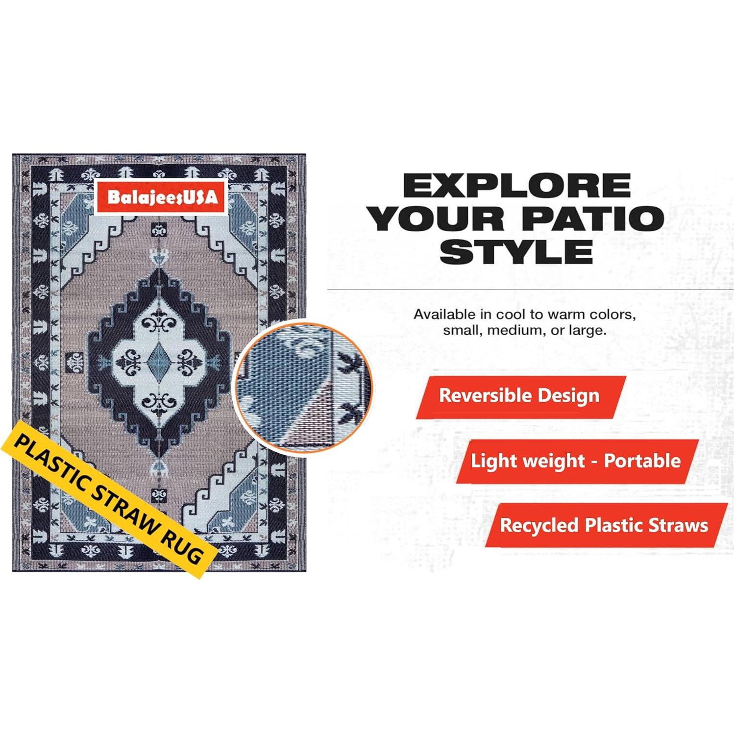 Alfombra Exterior BalajeesUSA 1.83x2.74m Reversible Impermeable