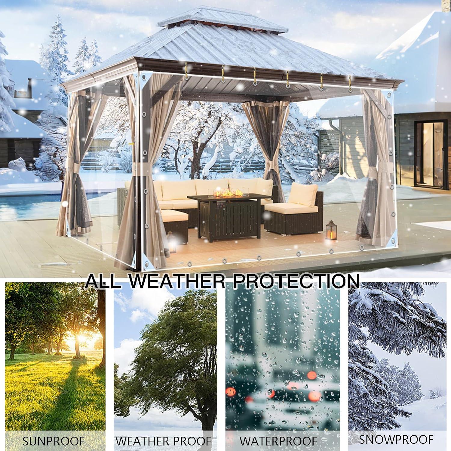 Lona Transparente 0.9x1.8m LC&QS Resistente al Agua 14Mil