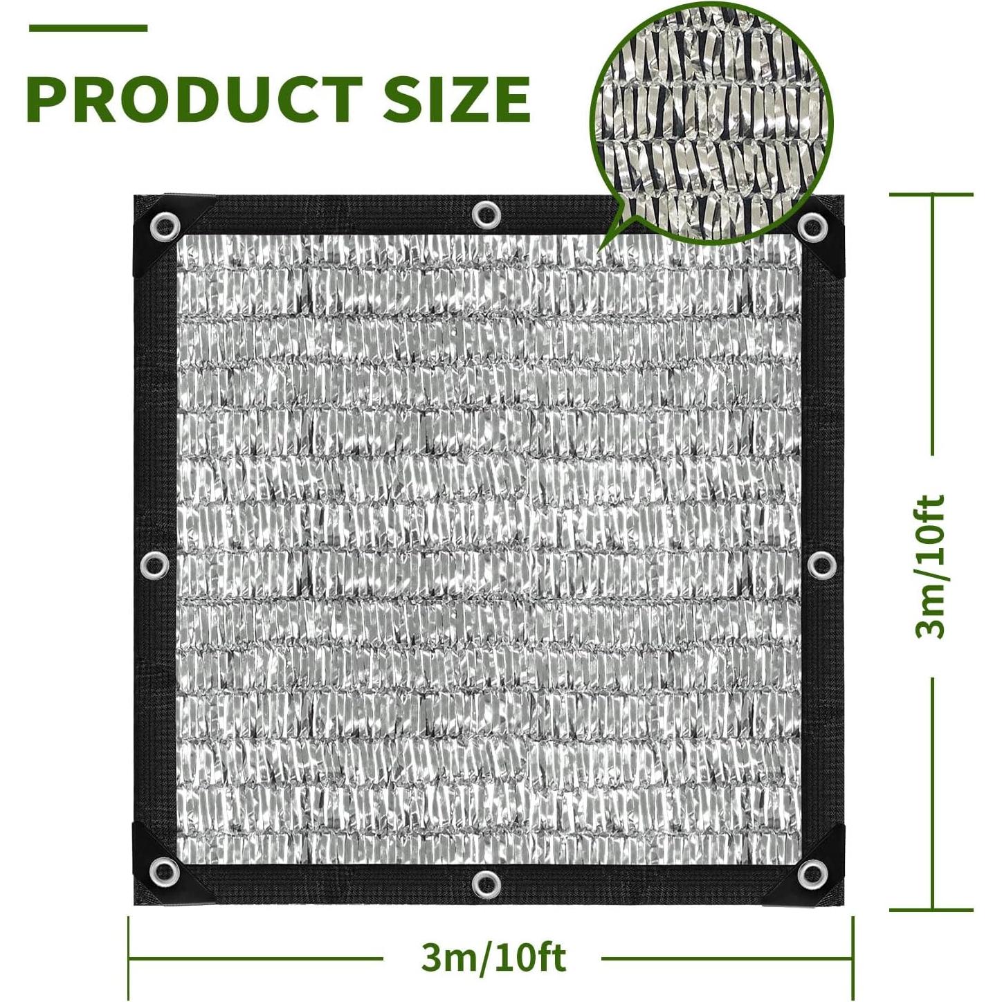 Tela de Sombra Aluminio BXAEYIPOR 3.05x3.05m 80% UV Plata