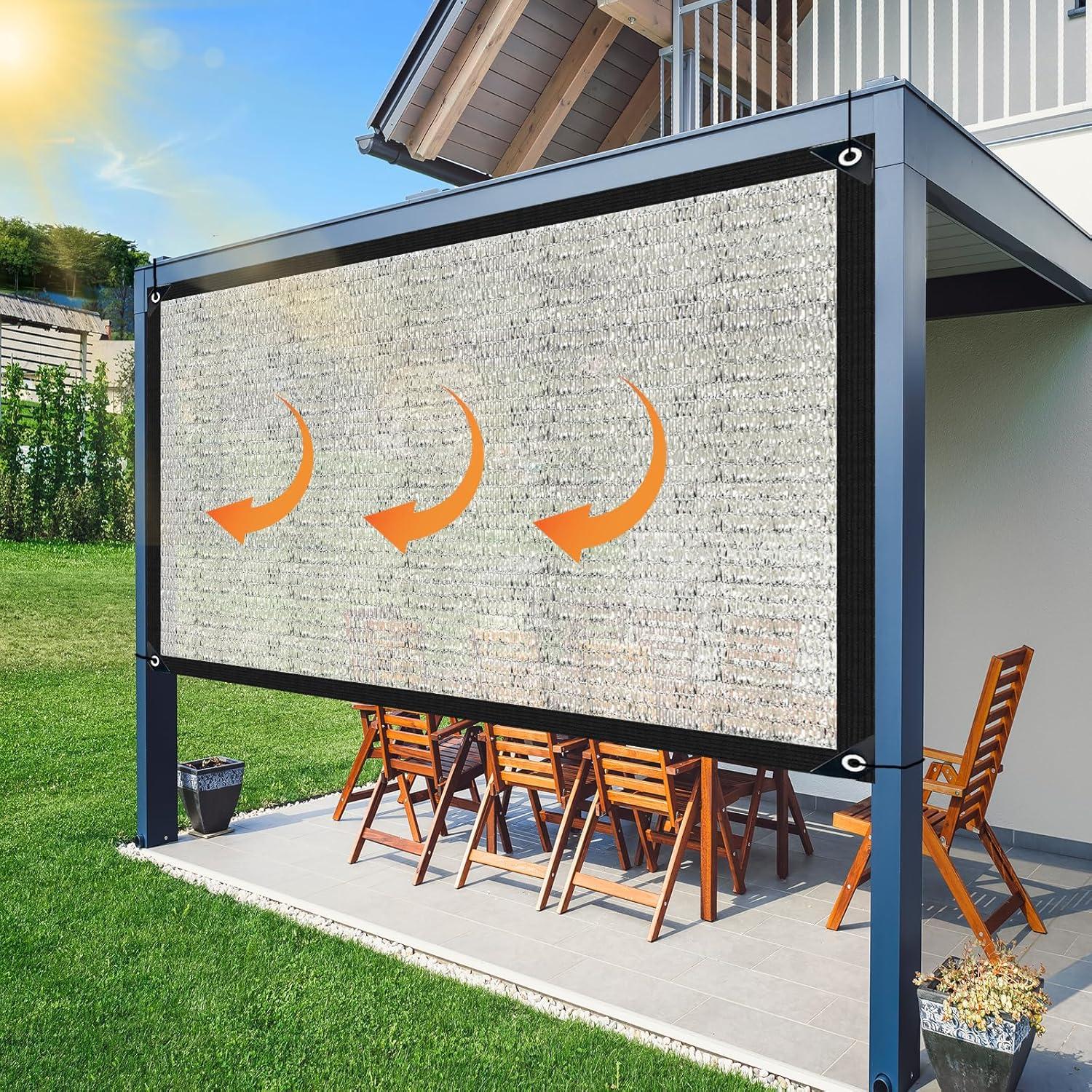 Tela de Sombra Aluminio BXAEYIPOR 3.05x3.05m 80% UV Plata