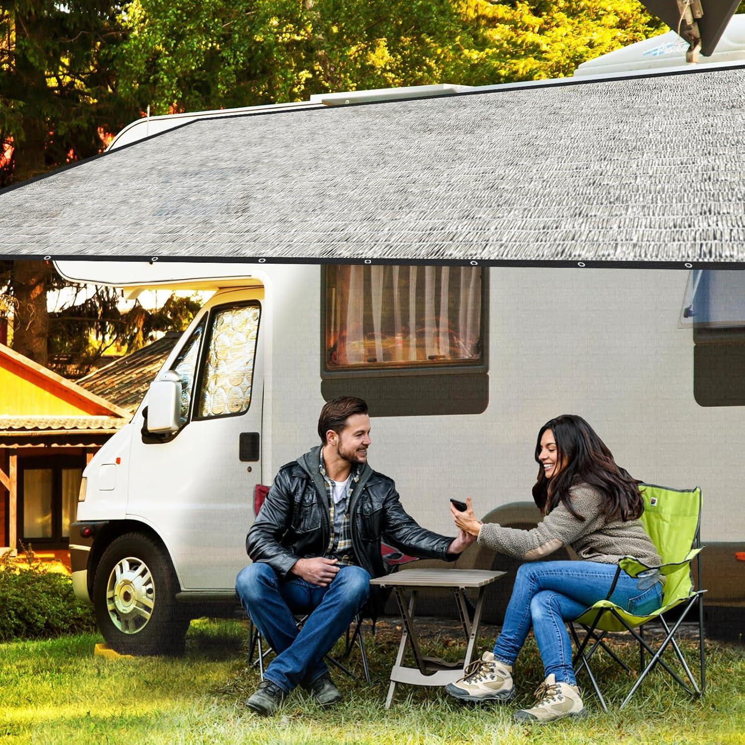 Tela de Sombra Aluminio BXAEYIPOR 3.05x3.05m 80% UV Plata