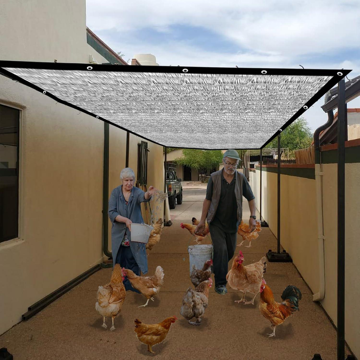 Tela de Sombra Aluminio BXAEYIPOR 3.05x3.05m 80% UV Plata