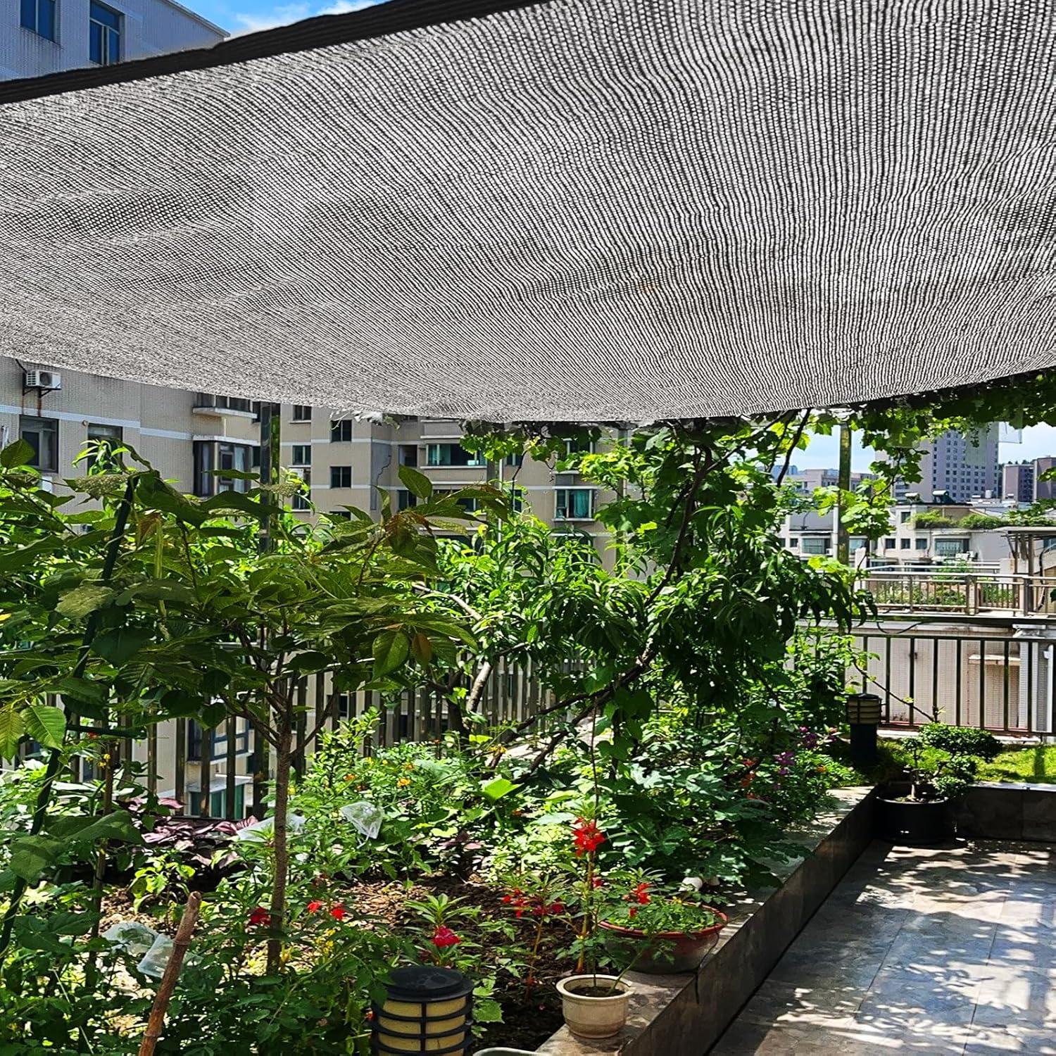 Tela de Sombra Aluminio BXAEYIPOR 3.05x3.05m 80% UV Plata