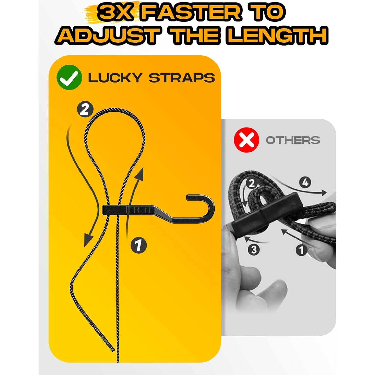 Paquete de 6 correas elásticas ajustables LuckyStraps 121.92 cm